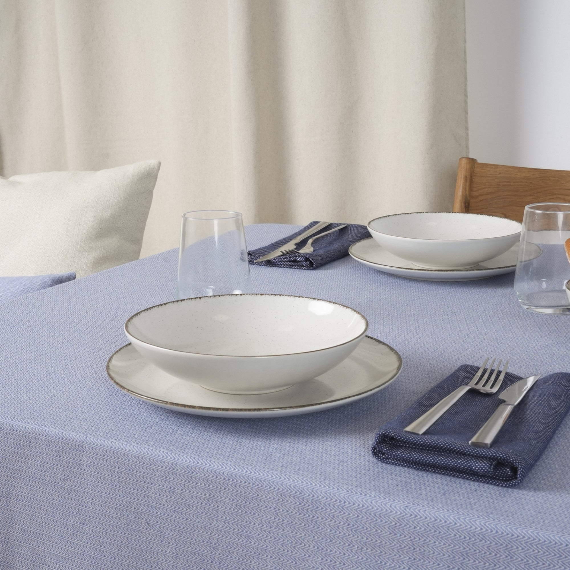Mantel jacquard antimanchas Espiga Indigo