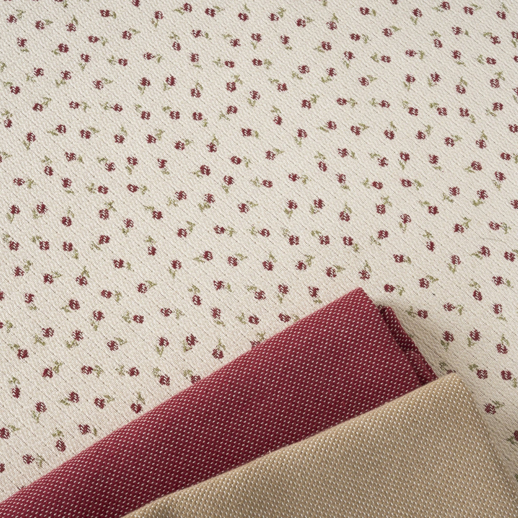 Mantel jacquard antimanchas Flor Pequeña Granate