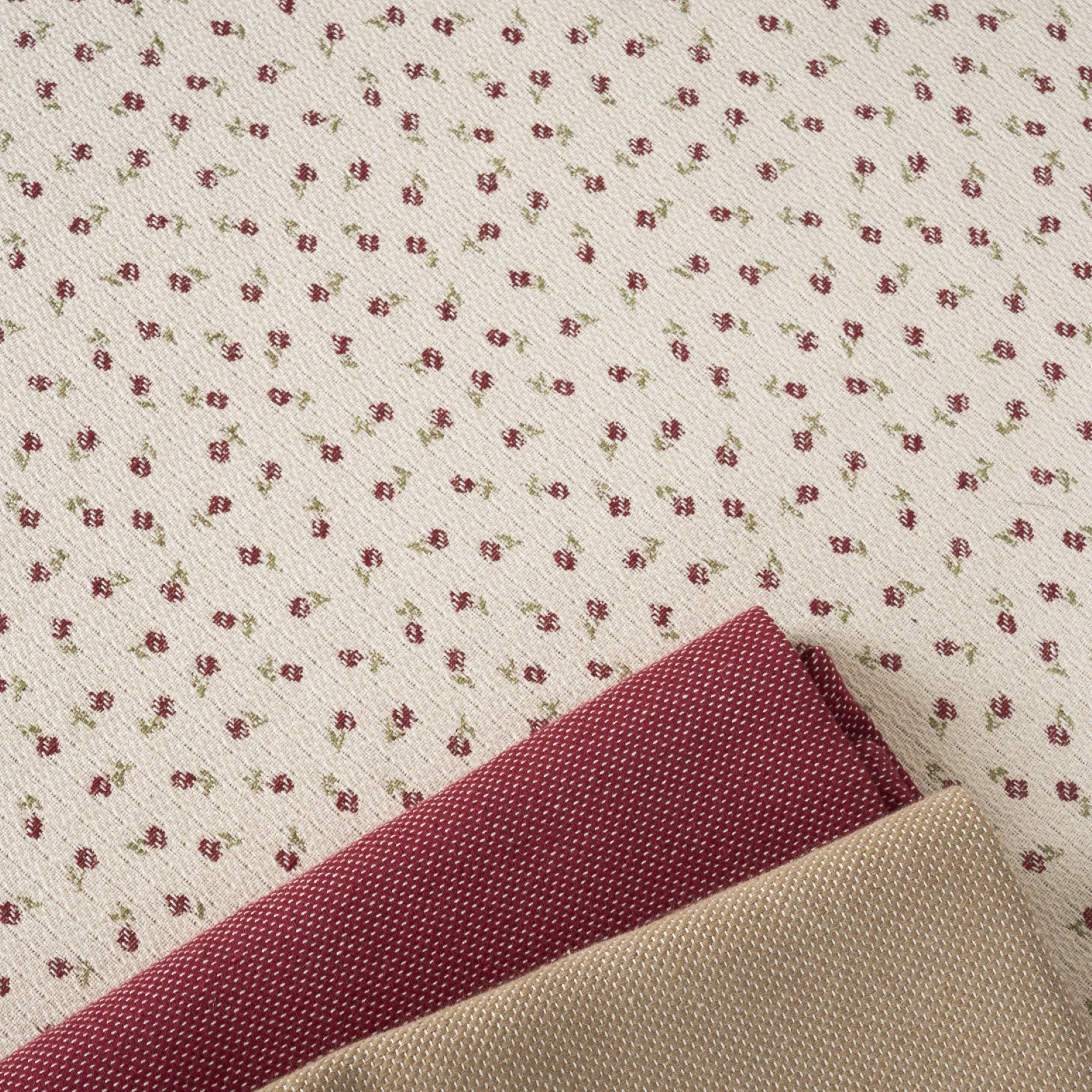 Mantel jacquard antimanchas Flor Pequeña Granate