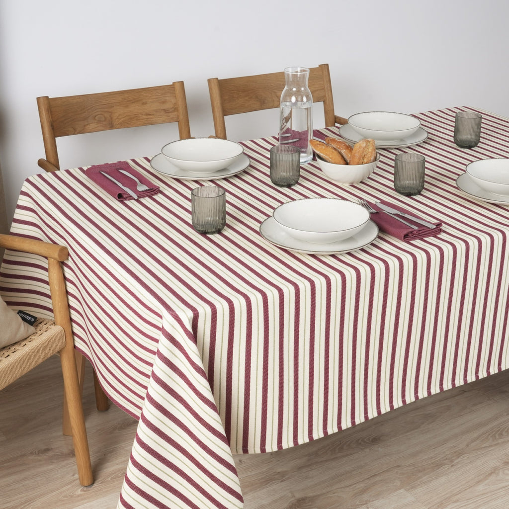 Mantel jacquard antimanchas Raya Granate