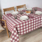 Mantel jacquard antimanchas Vichy Grande Granate