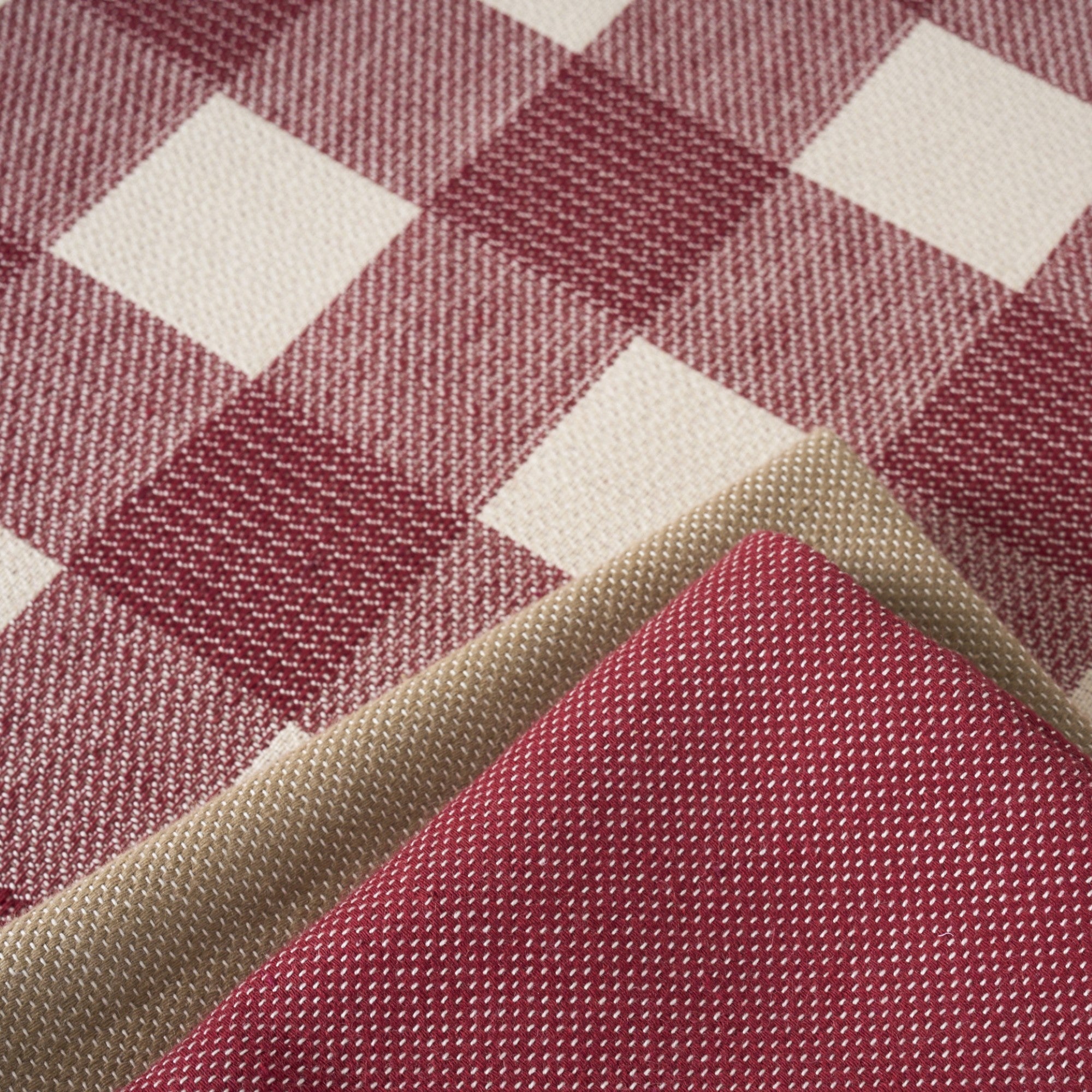 Mantel jacquard antimanchas Vichy Grande Granate