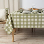 Mantel jacquard antimanchas Vichy Grande Green Wet