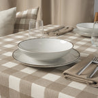 Mantel jacquard antimanchas Vichy Grande Tabaco