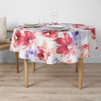 Mantel redondo resinado antimanchas Big Flowers 7 Fucsia
