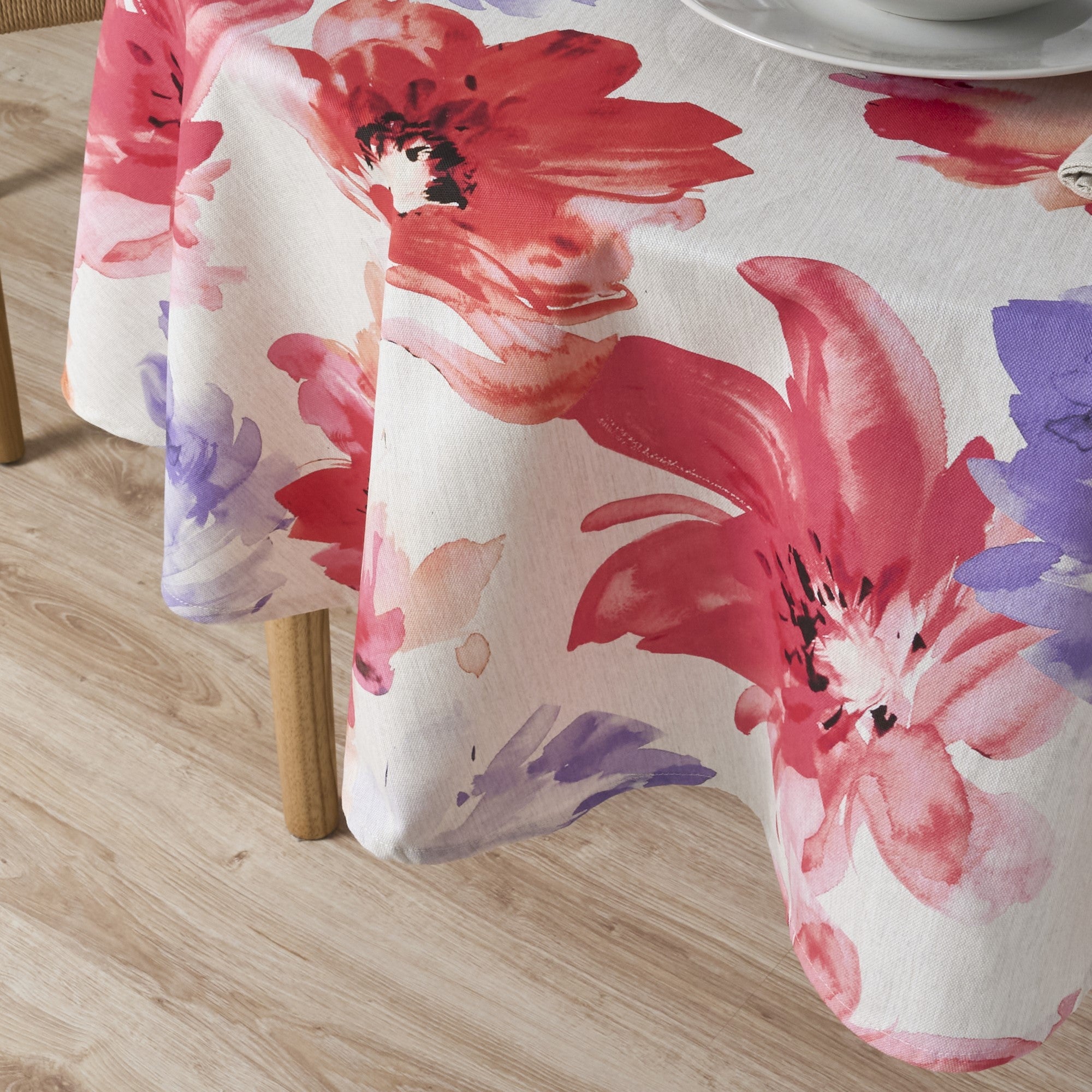 Mantel redondo resinado antimanchas Big Flowers 7 Fucsia