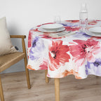 Mantel redondo resinado antimanchas Big Flowers 7 Fucsia