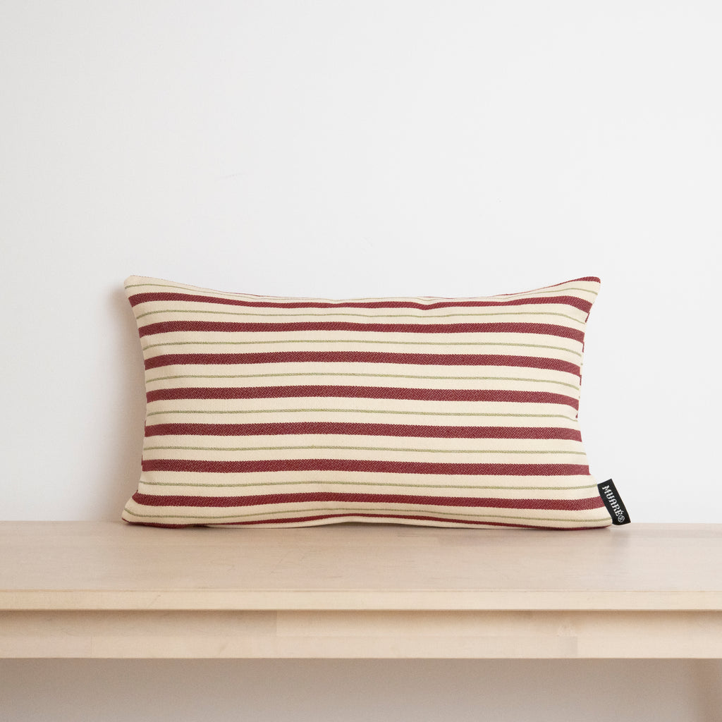 Funda de cojín jacquard Rayas Cerezas 30x50 cm
