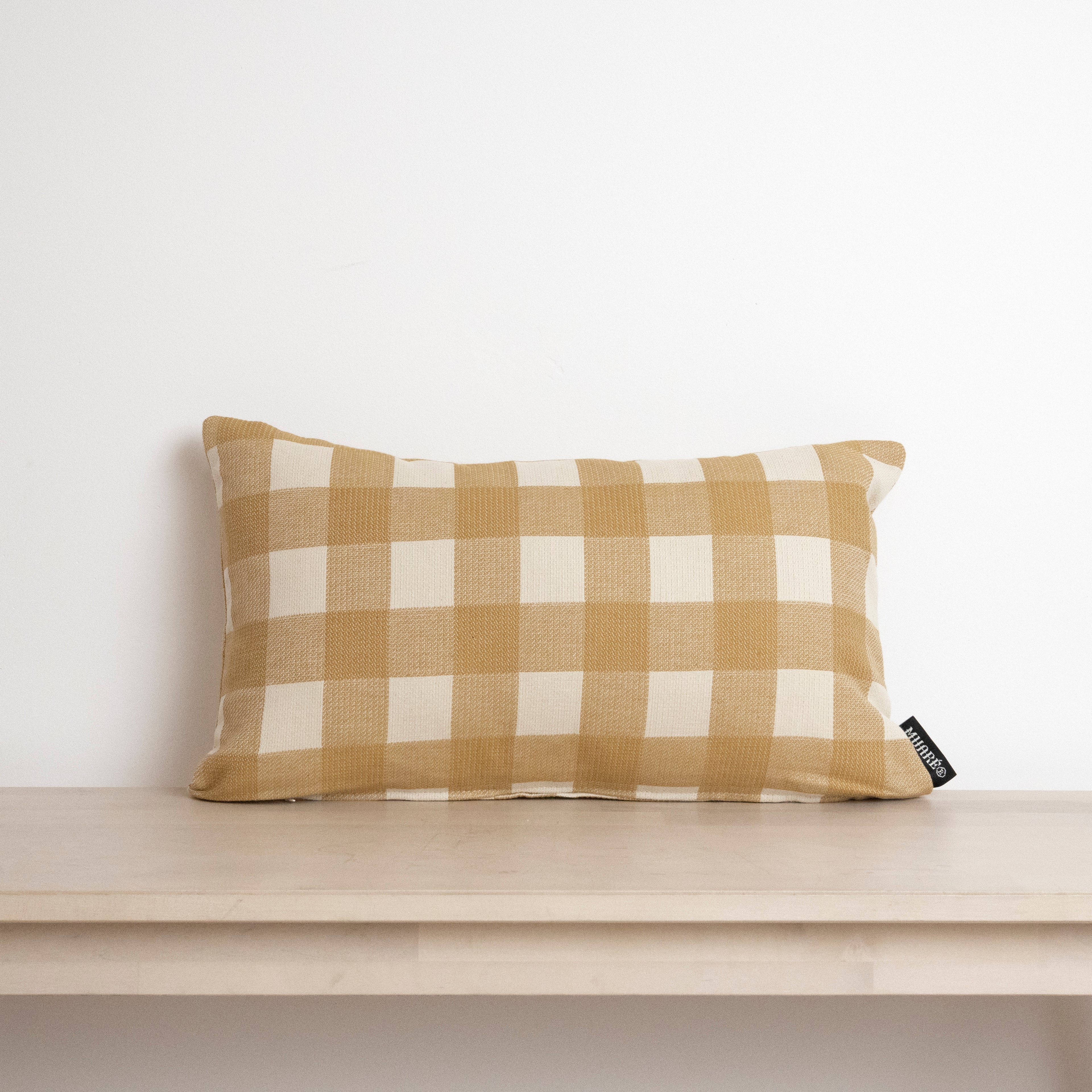 Funda de cojín jacquard Vichy Mostaza 30x50 cm