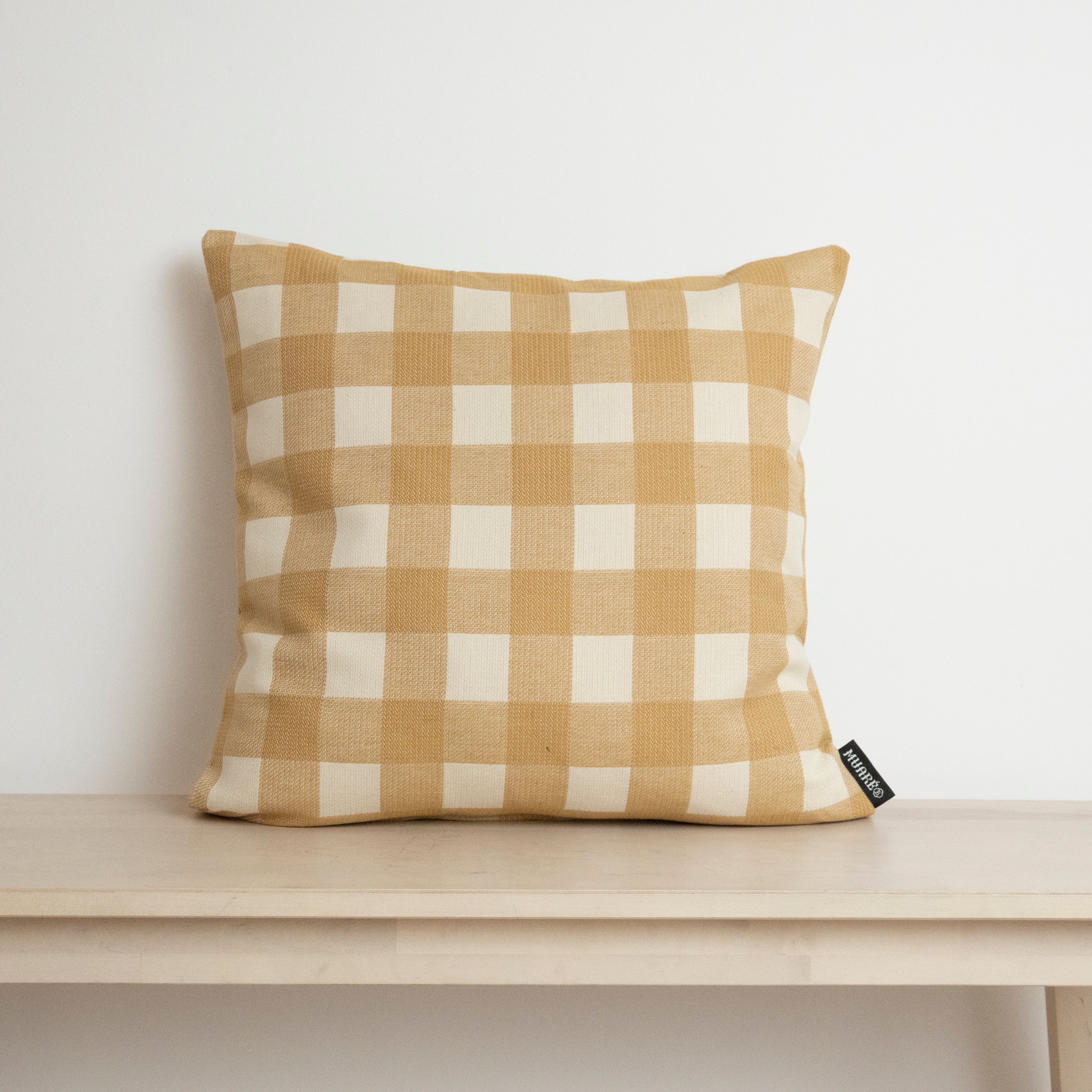 Funda de cojín jacquard Vichy Mostaza 45x45 cm