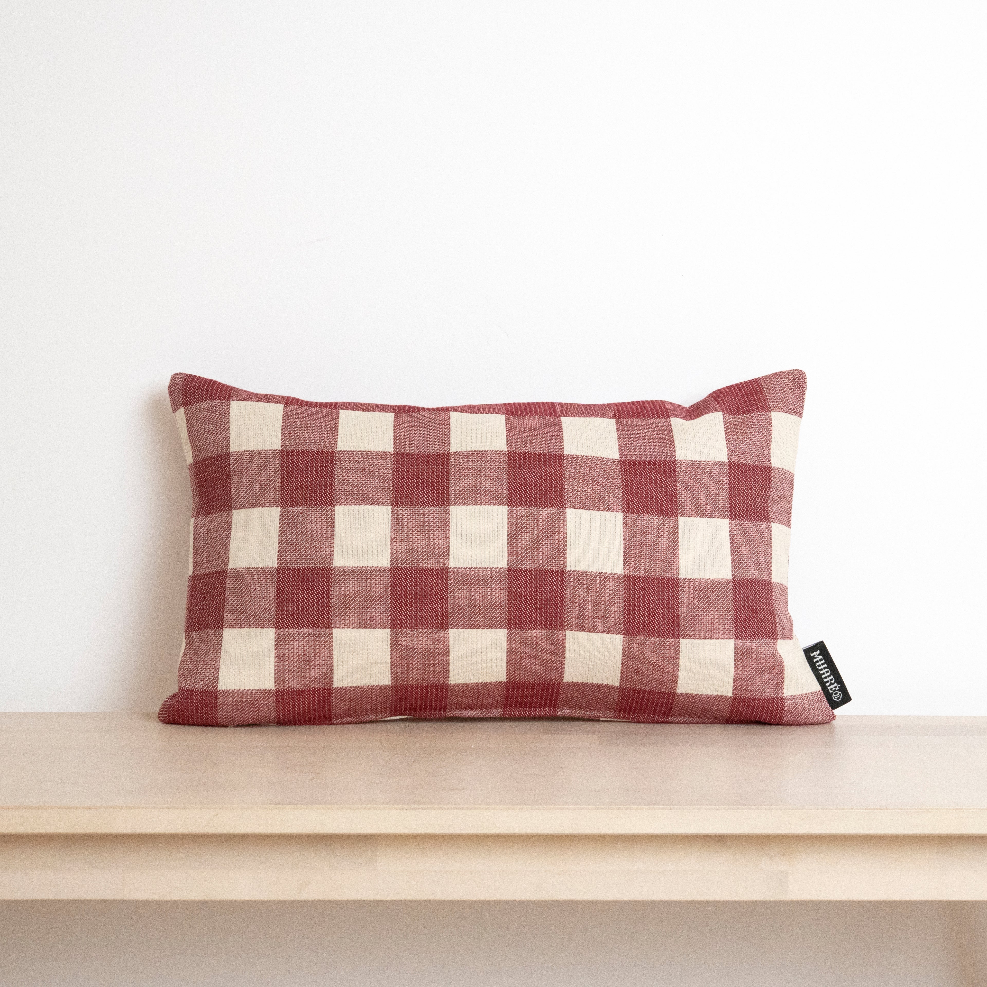 Funda de cojín jacquard Vichy Granate 30x50 cm