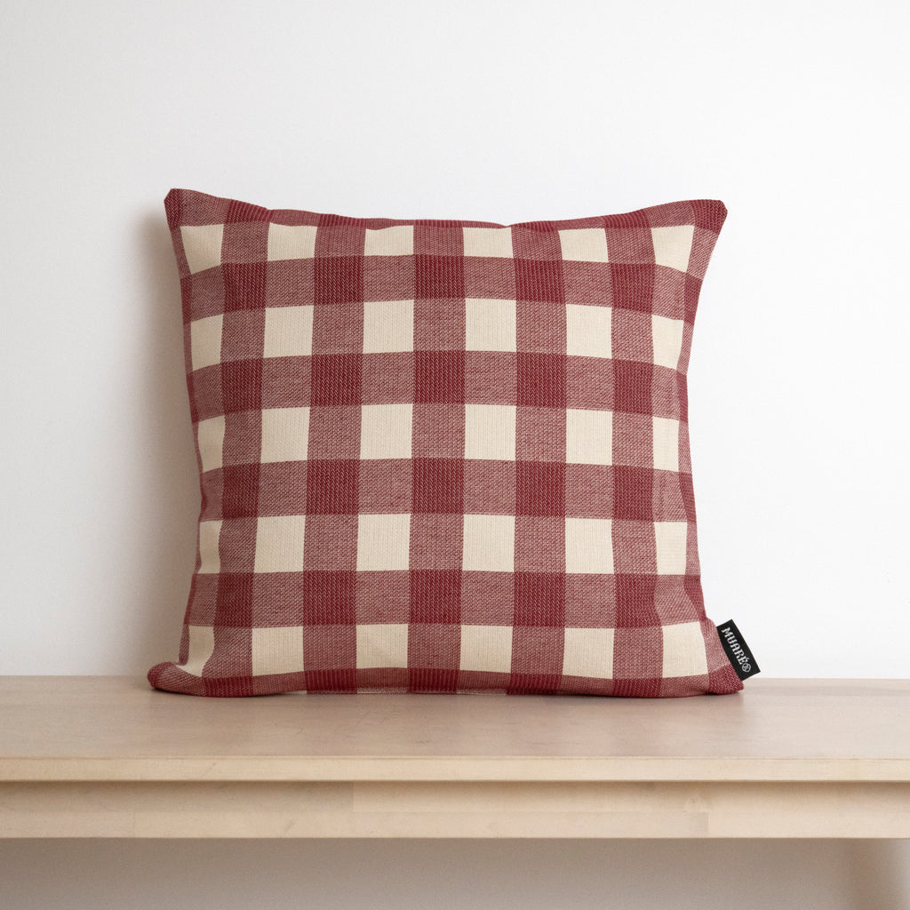Funda de cojín jacquard Vichy Granate 45x45 cm