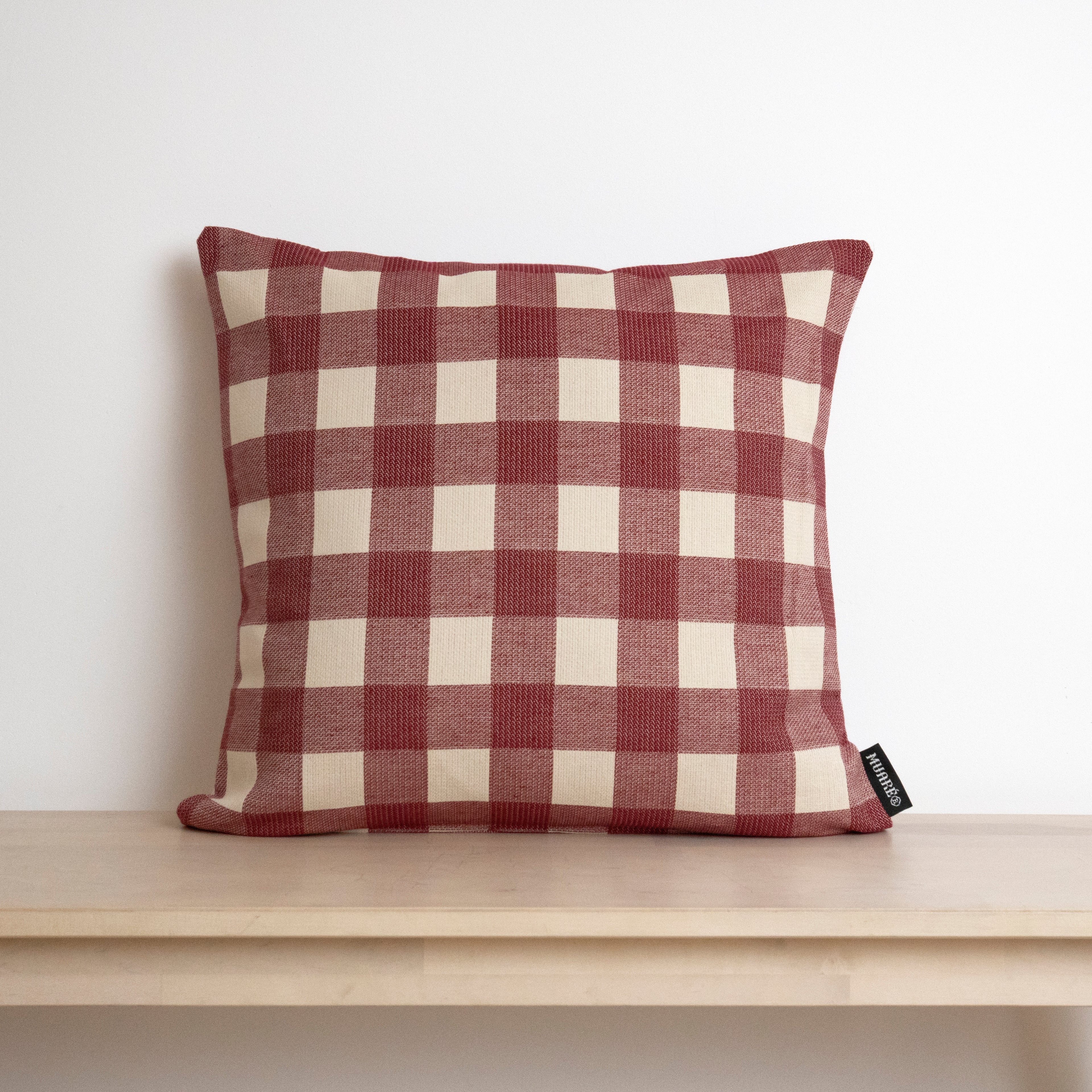Funda de cojín jacquard Vichy Granate 45x45 cm