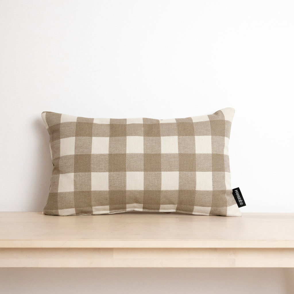 Funda de cojín jacquard Vichy Tabaco 30x50 cm