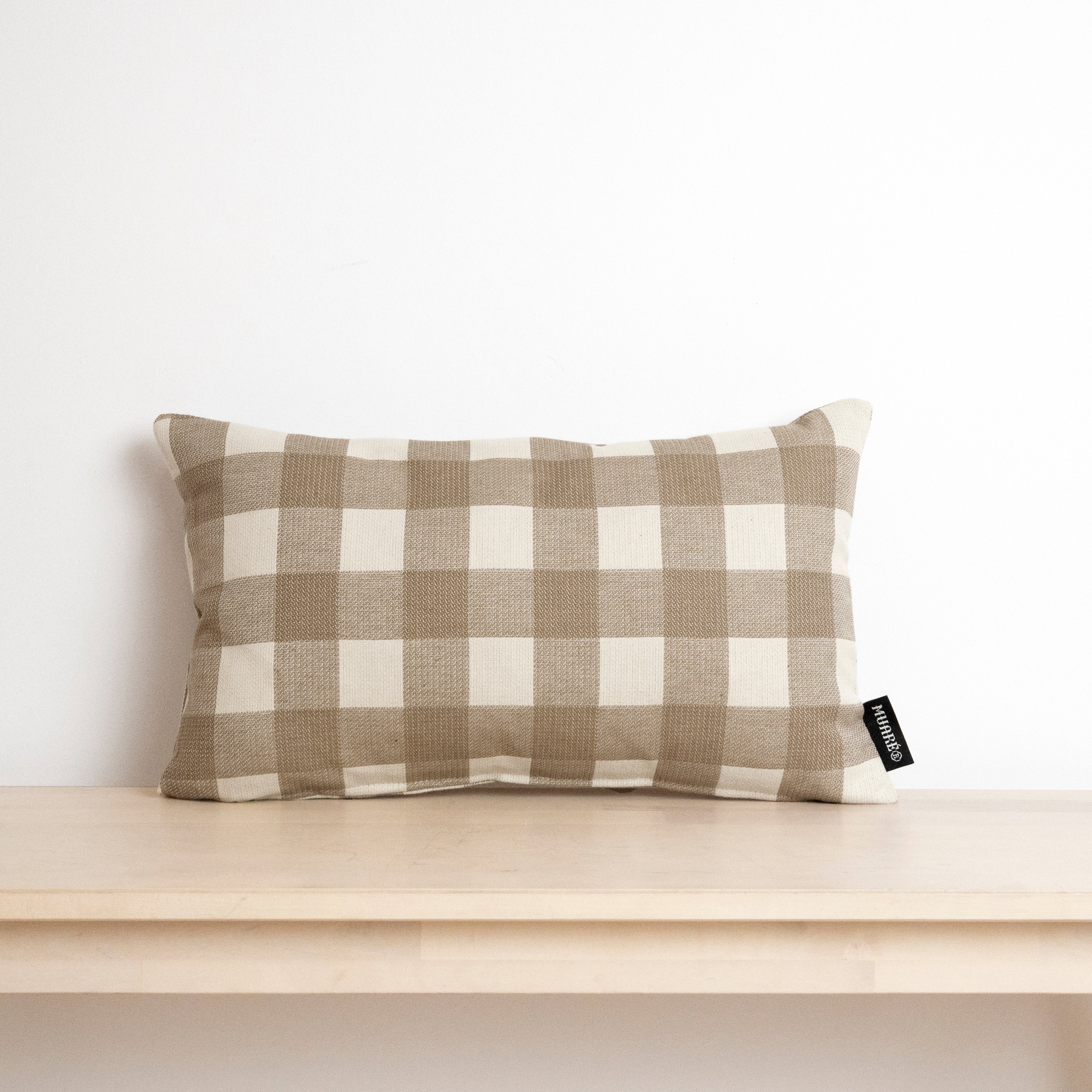 Funda de cojín jacquard Vichy Tabaco 30x50 cm
