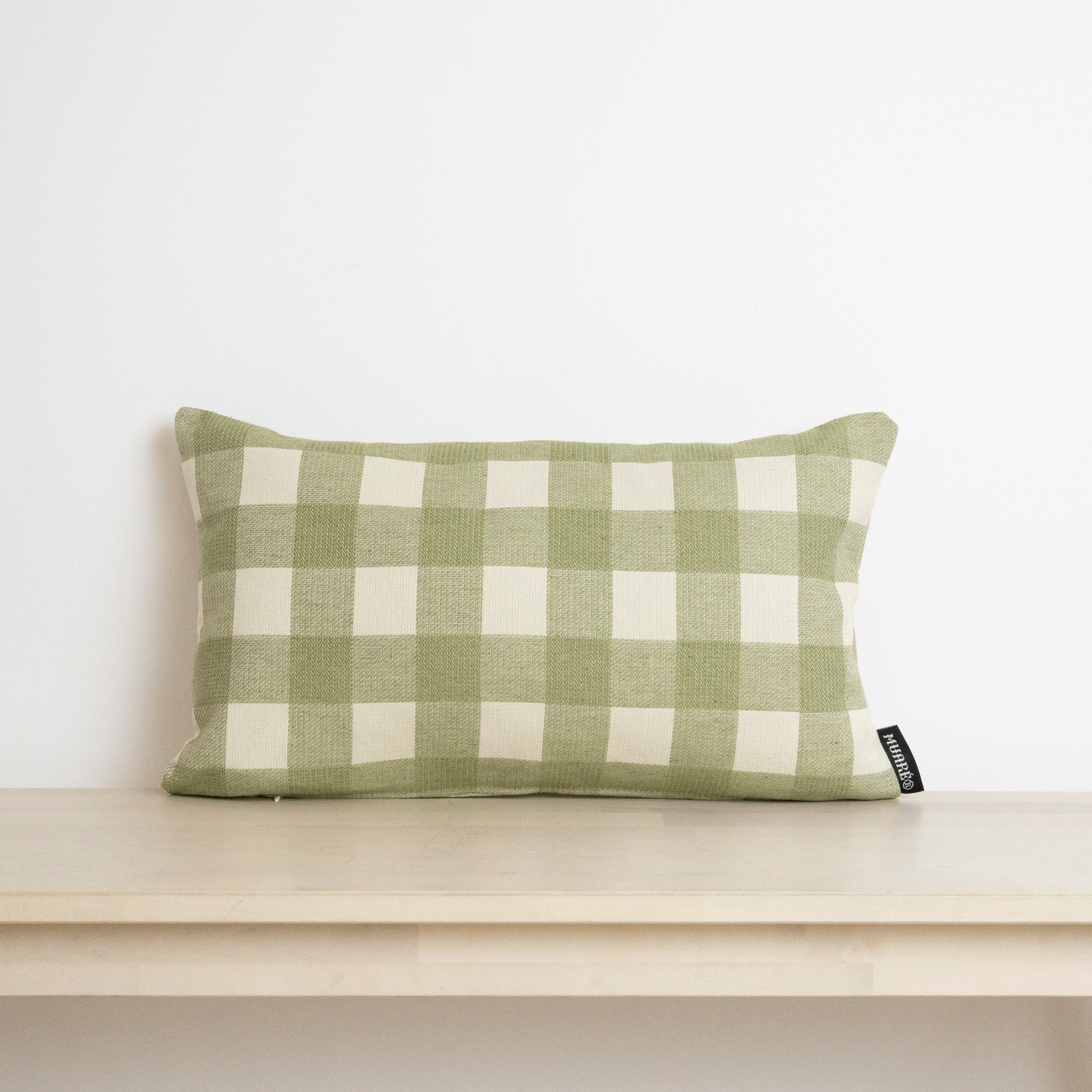 Funda de cojín jacquard Vichy Verde 30x50 cm
