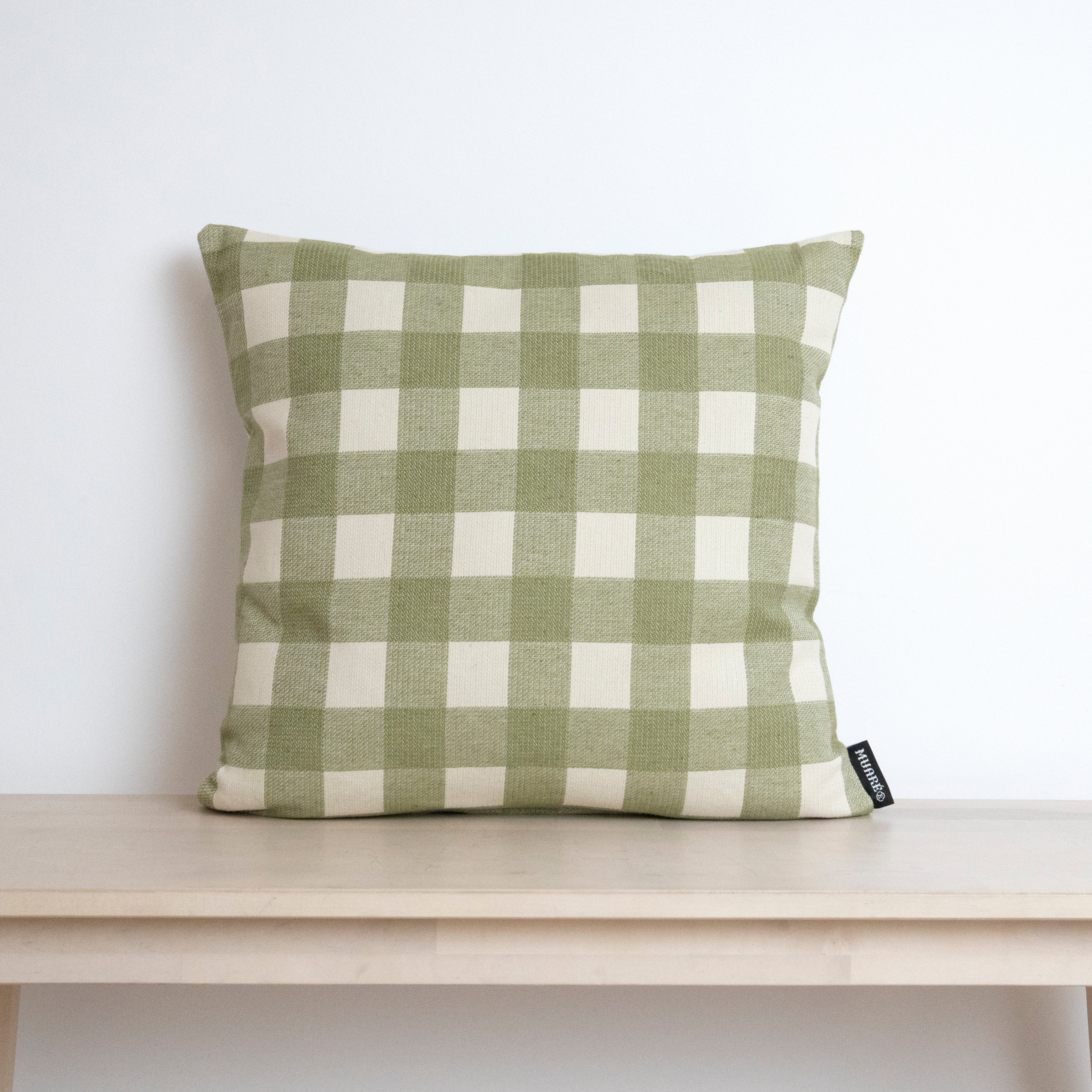 Funda de cojín jacquard Vichy Verde 45x45 cm