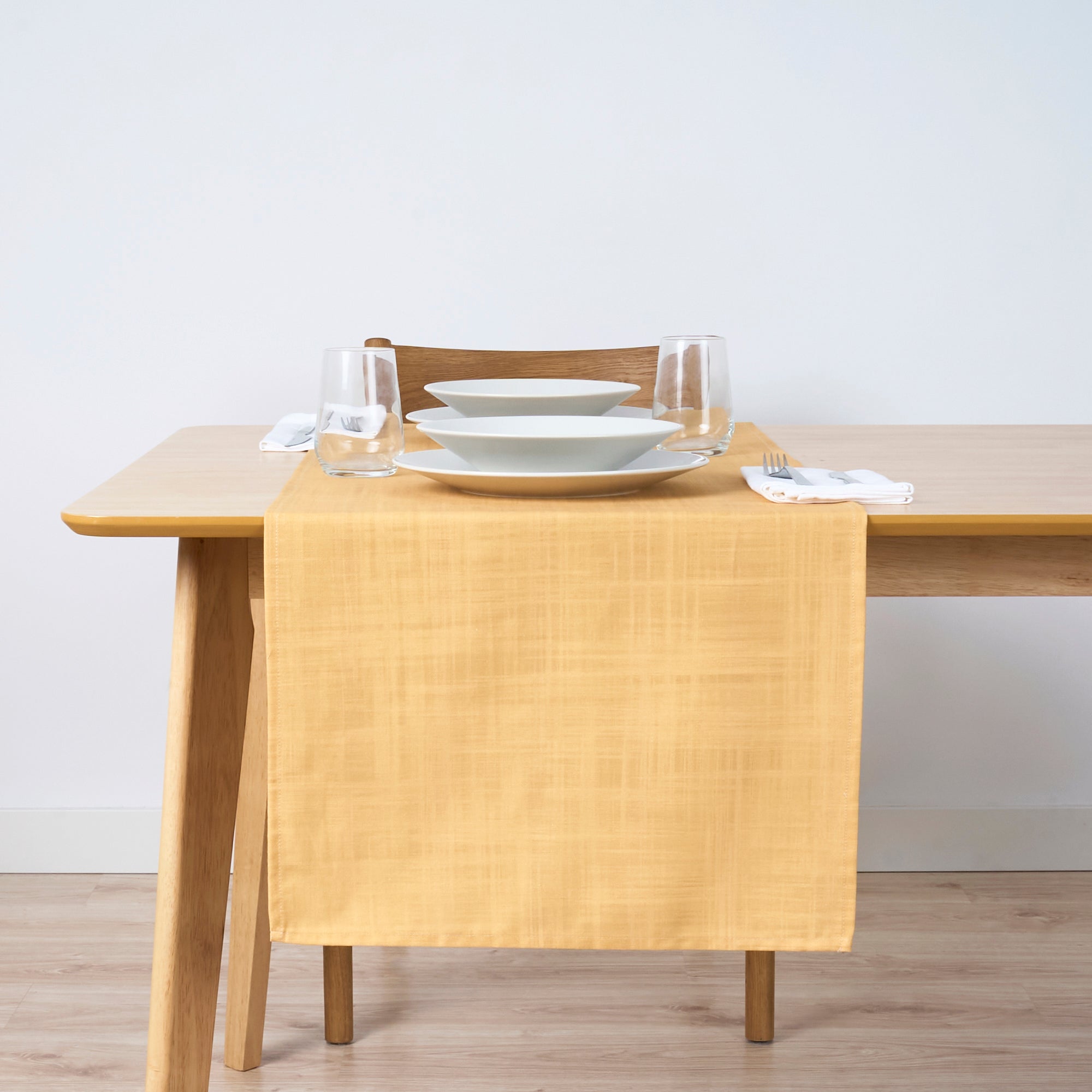 Camino de mesa 100% algodón Lesa 125 2 - Mostaza 50x150 cm