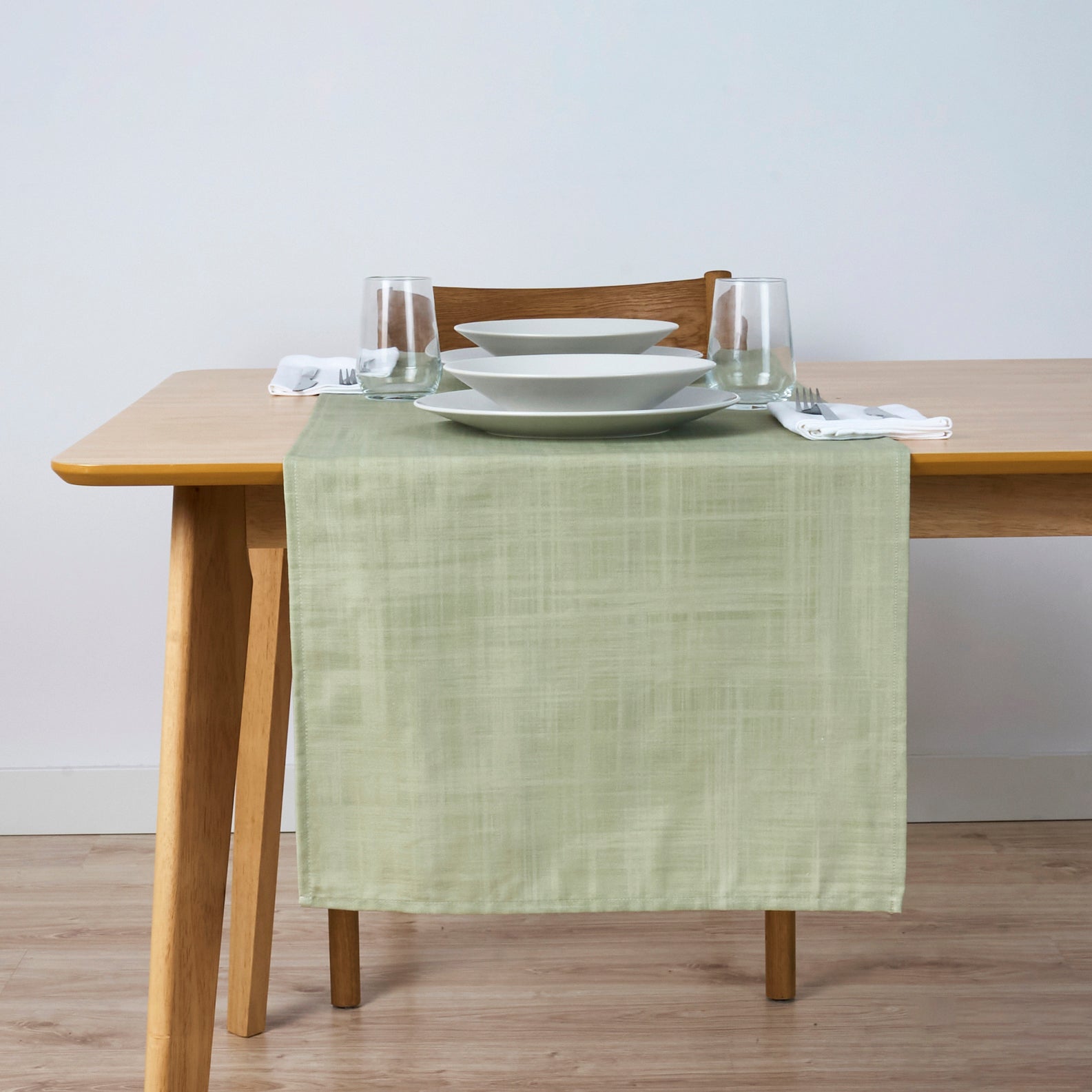 Camino de mesa 100% algodón Lesa 125 3 - Verde 50x150 cm