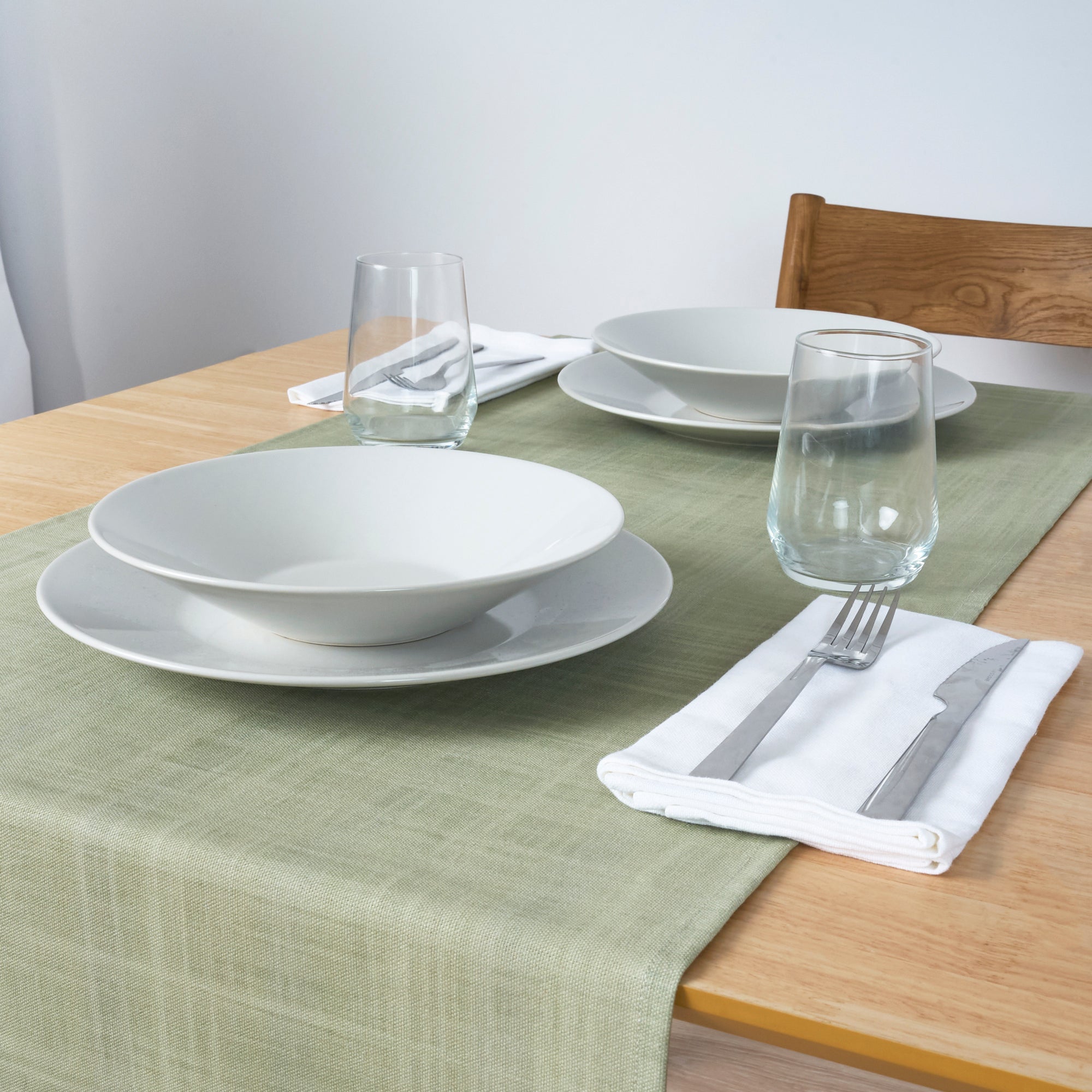 Camino de mesa 100% algodón Lesa 125 3 - Verde 50x150 cm