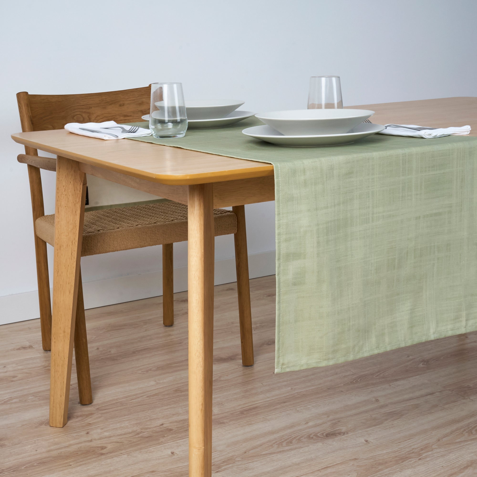 Camino de mesa 100% algodón Lesa 125 3 - Verde 50x150 cm