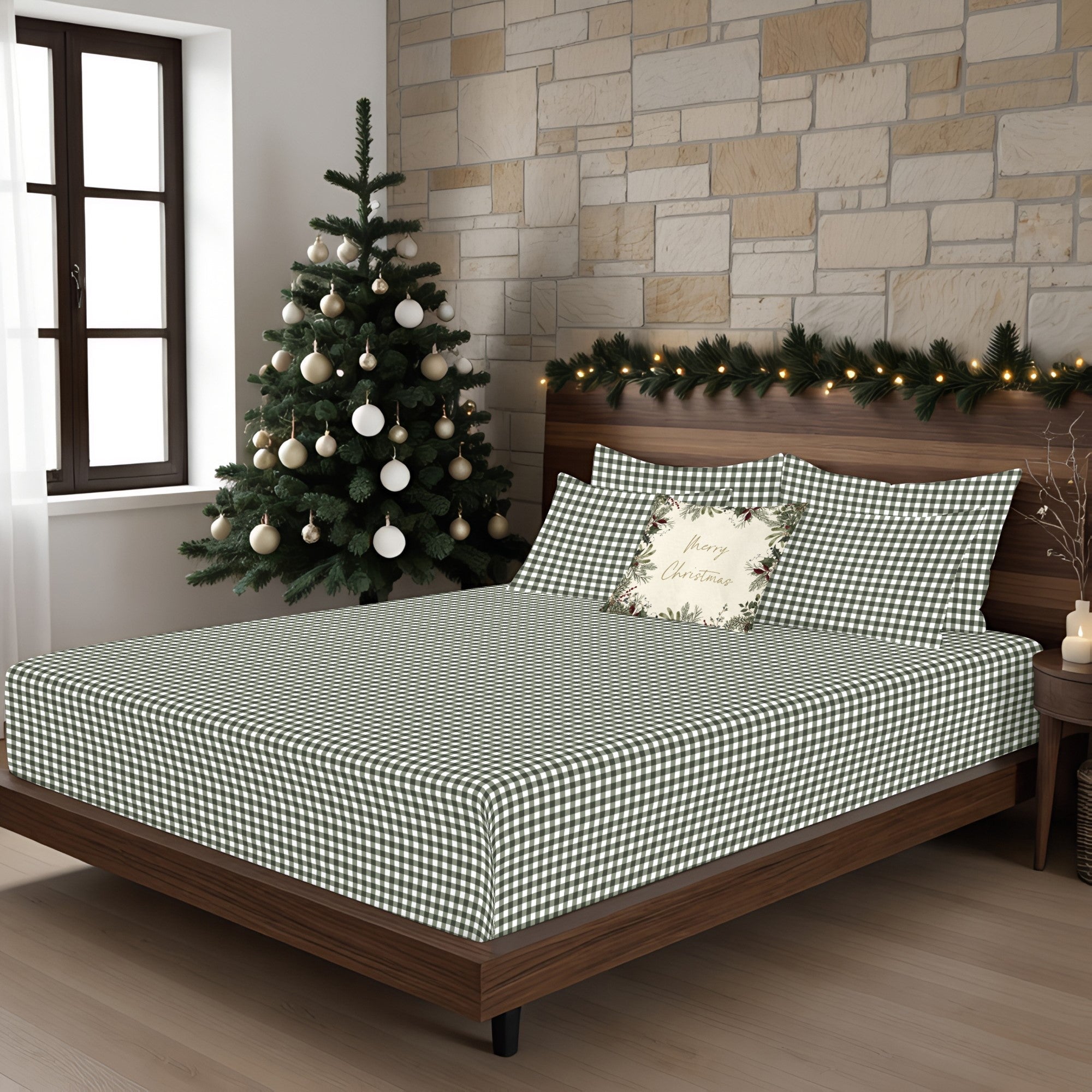 Bajera Xmas Vichy Verde 100% algodón