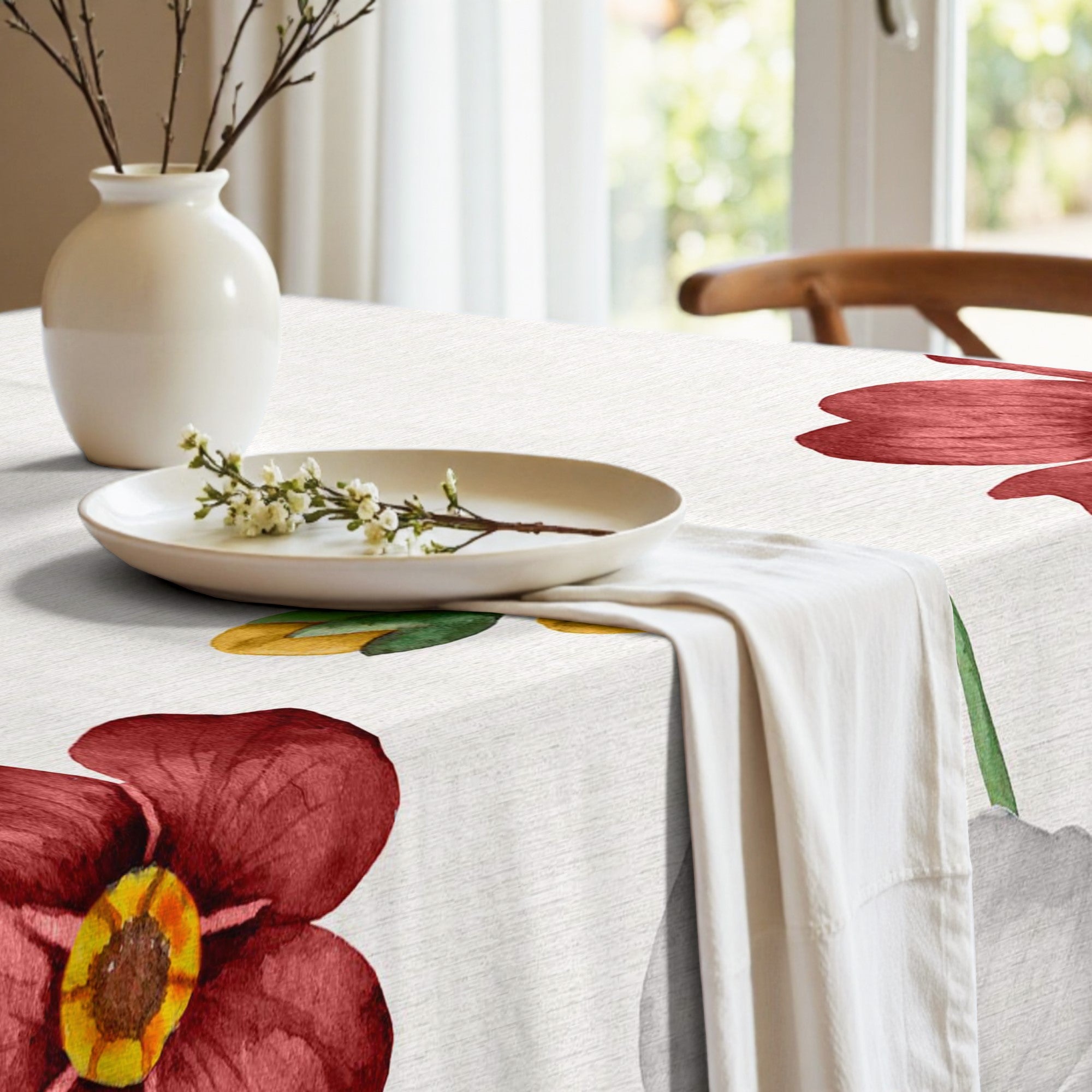 Mantel de tela Big Flowers 2 Rojo 160