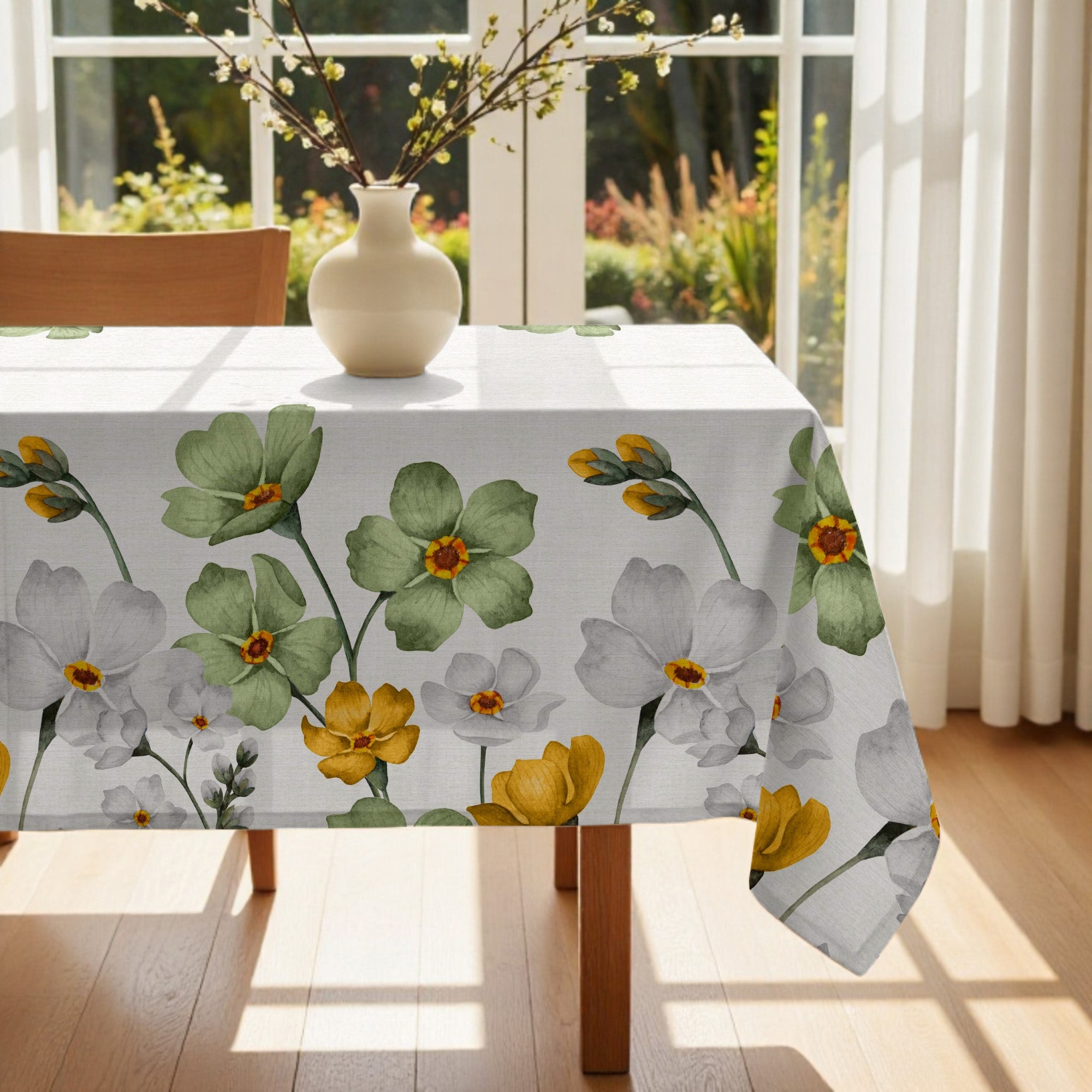 Mantel antimanchas Big Flowers 3 Verde 160