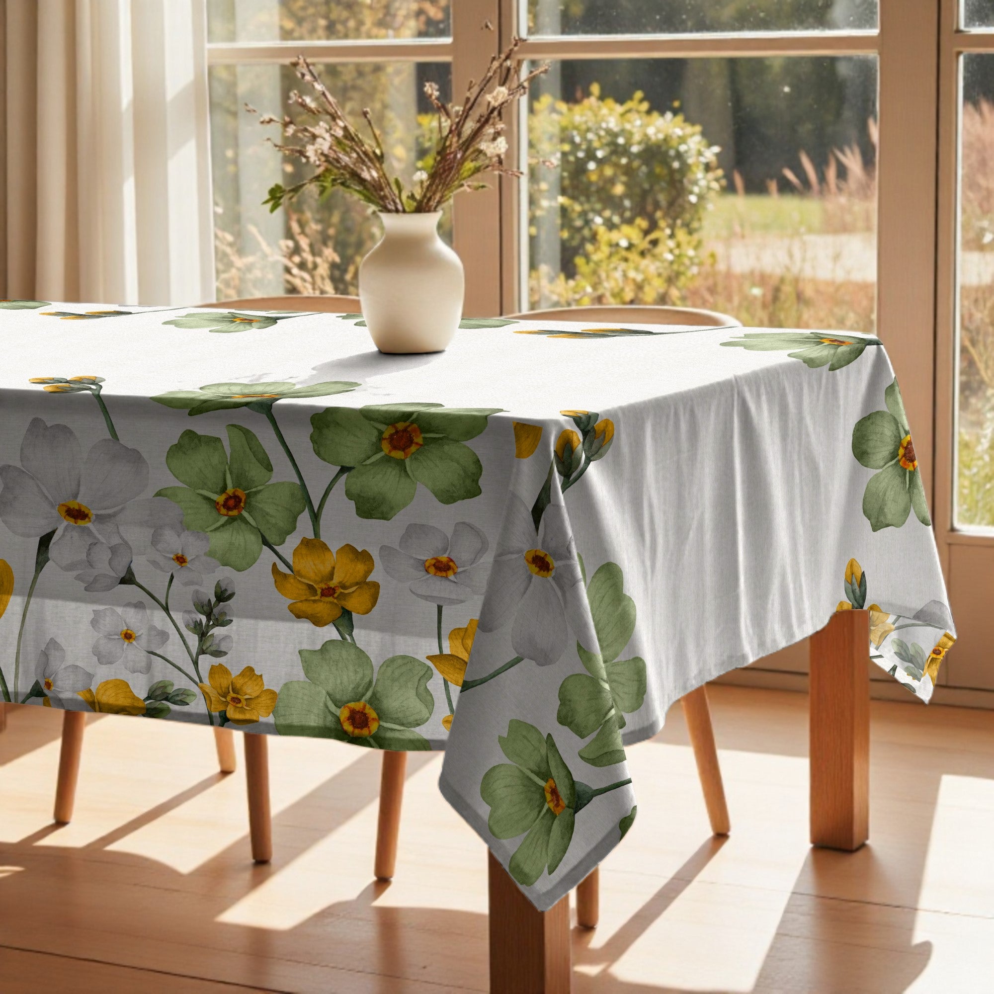 Mantel antimanchas Big Flowers 3 Verde 160