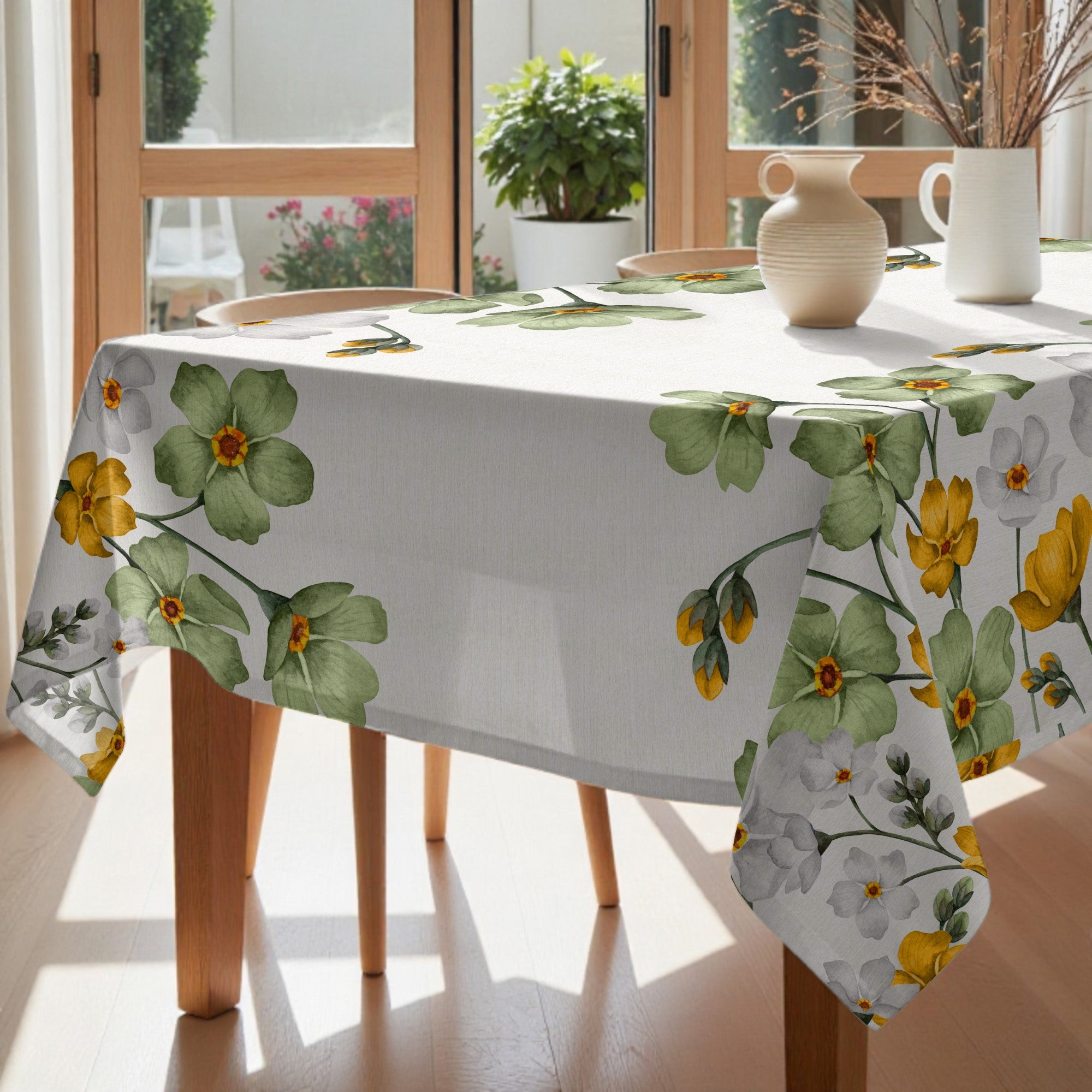Mantel antimanchas Big Flowers 3 Verde 160