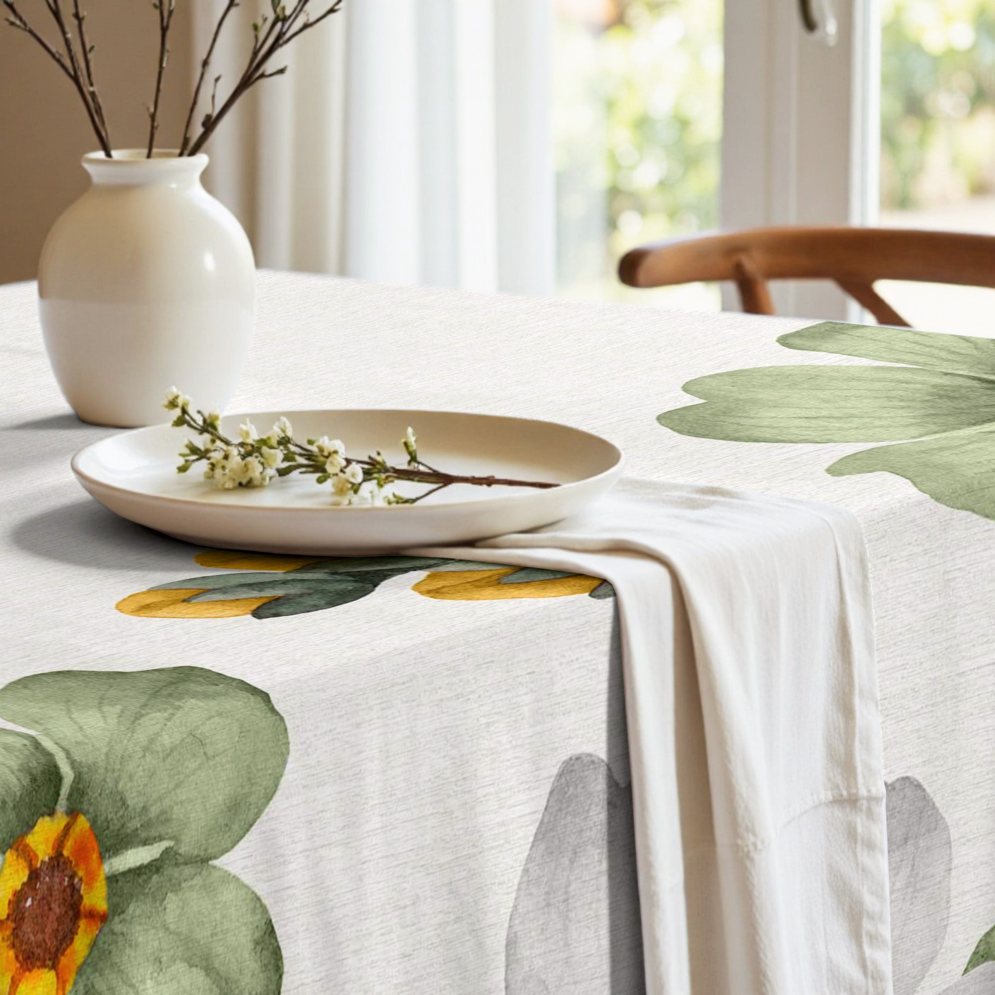 Mantel antimanchas Big Flowers 3 Verde 160