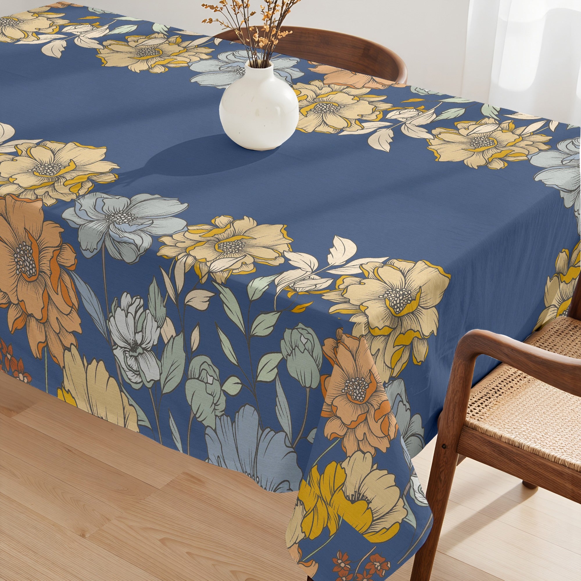 Mantel de tela Big Flowers 4 Marino 160
