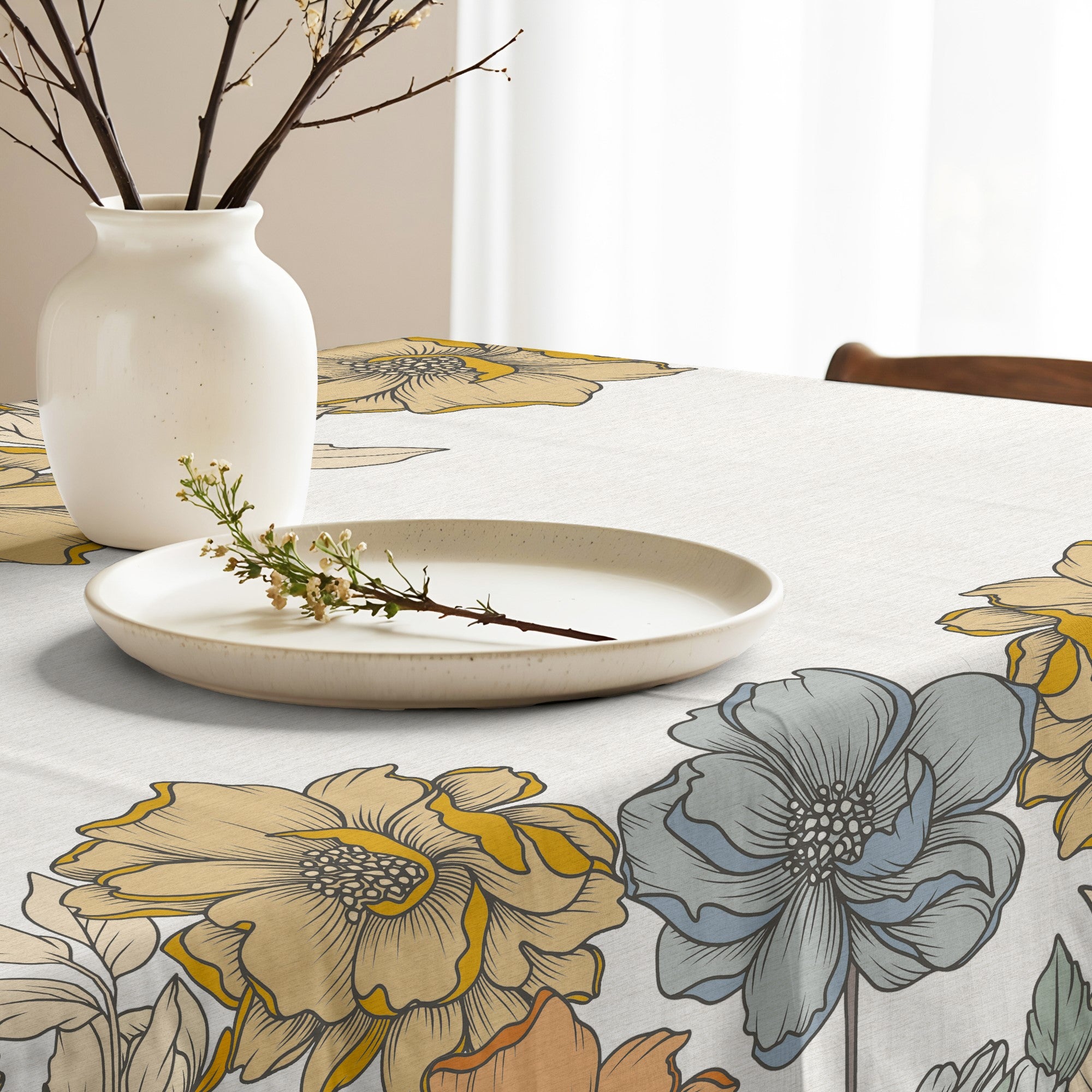 Mantel antimanchas Big Flowers 5 Lino 160