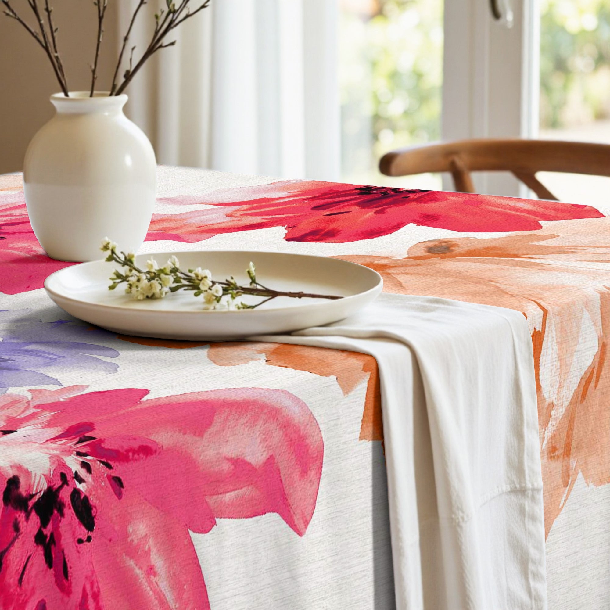 Mantel antimanchas Big Flowers 7 Fucsia 160