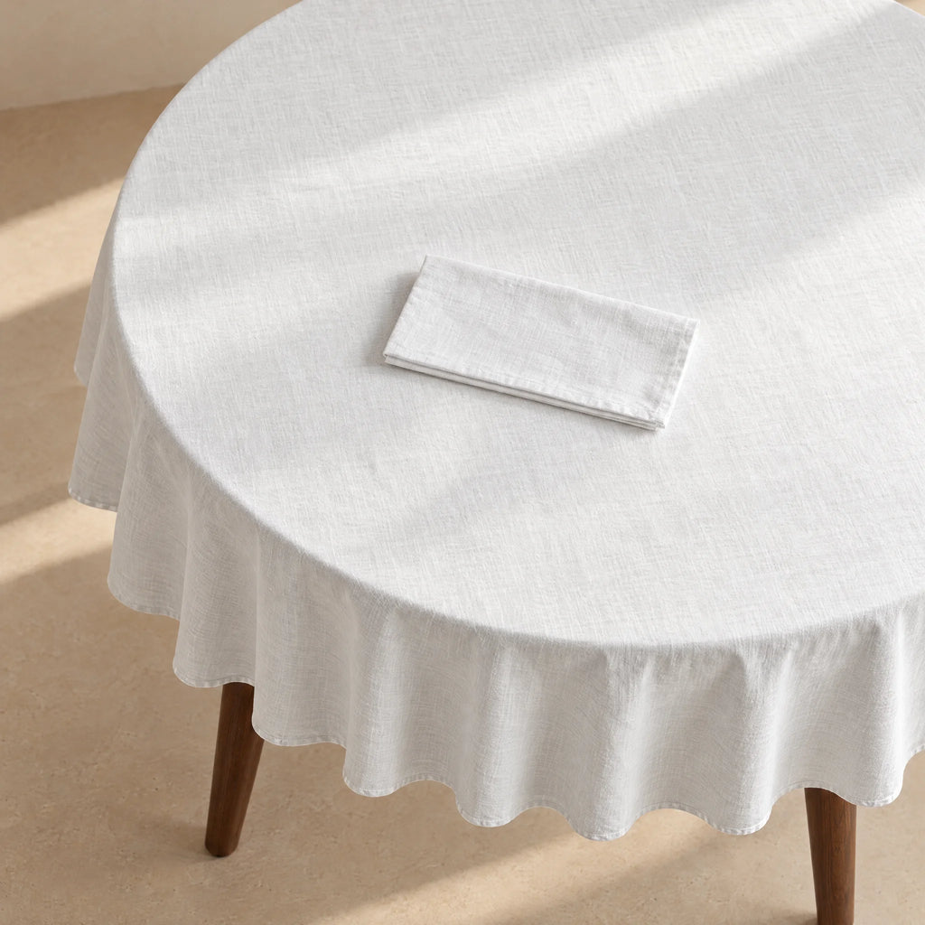 Rond vlekbestendig tafelkleed Wit