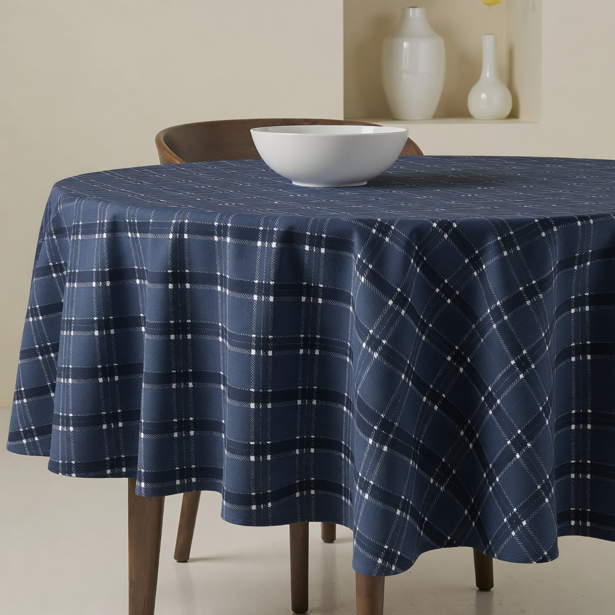 Mantel redondo antimanchas Camilo Blue