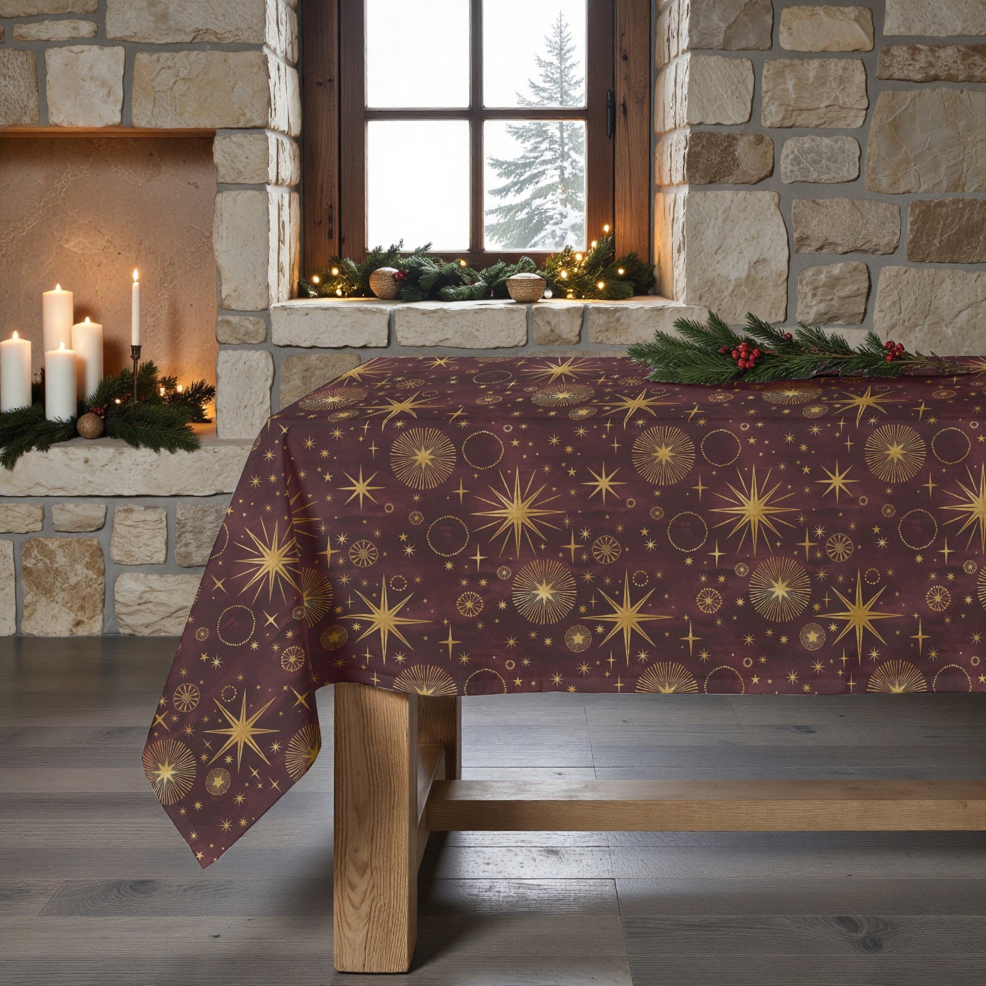 Mantel antimanchas Christmas Cielo Rojo