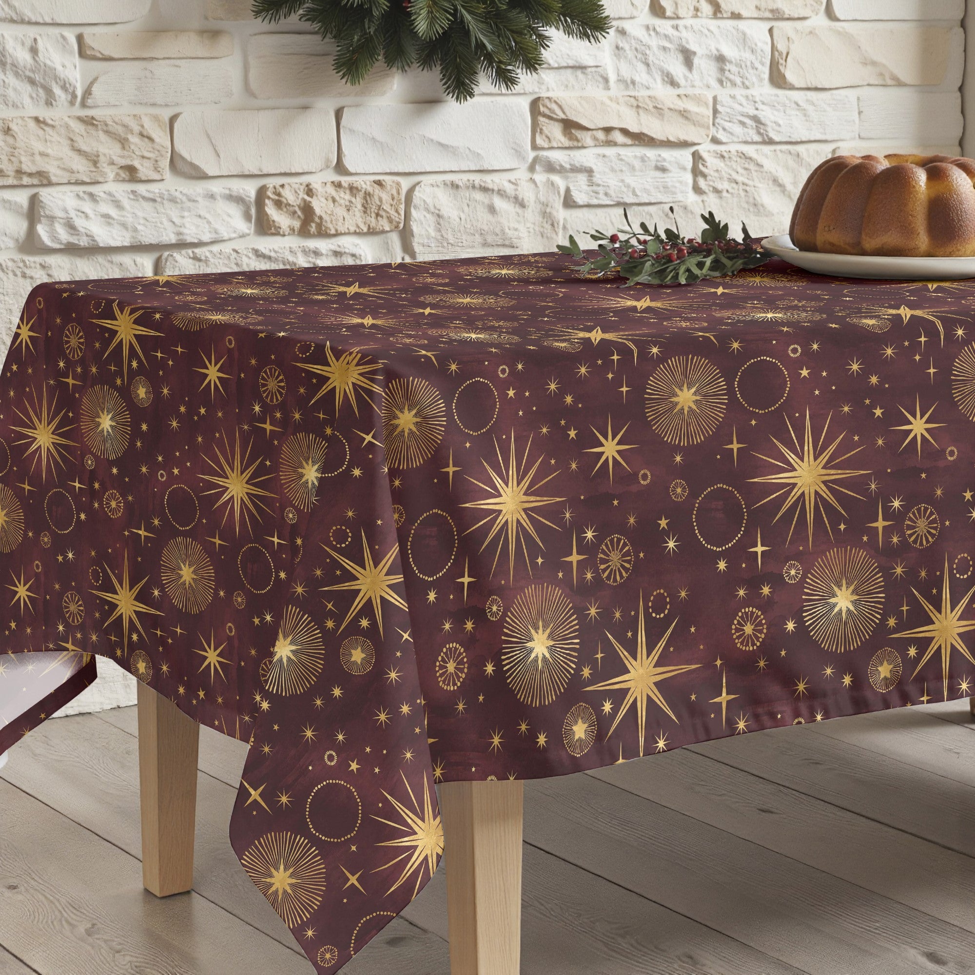 Mantel antimanchas Christmas Cielo Rojo