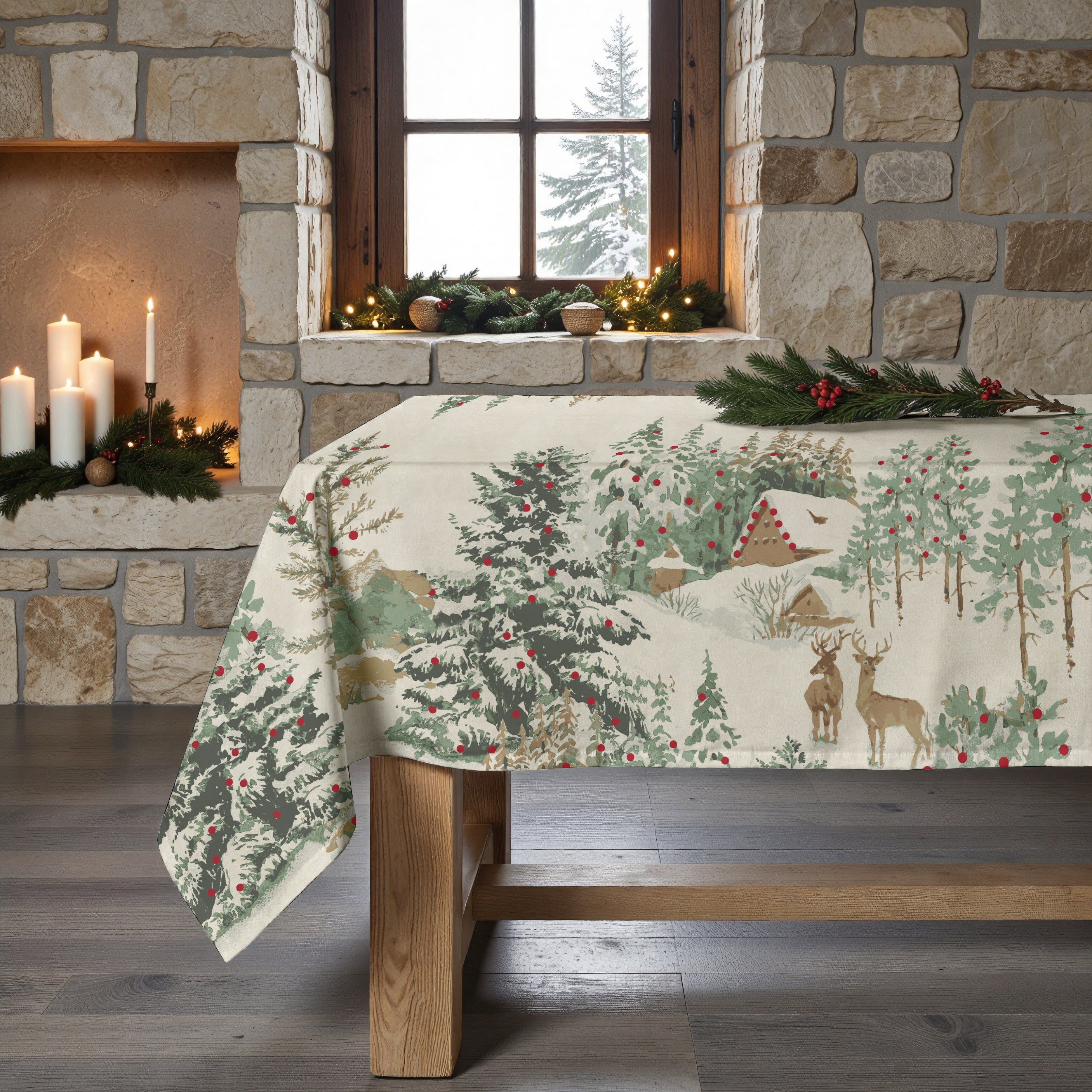 Mantel de tela Christmas Ciervo