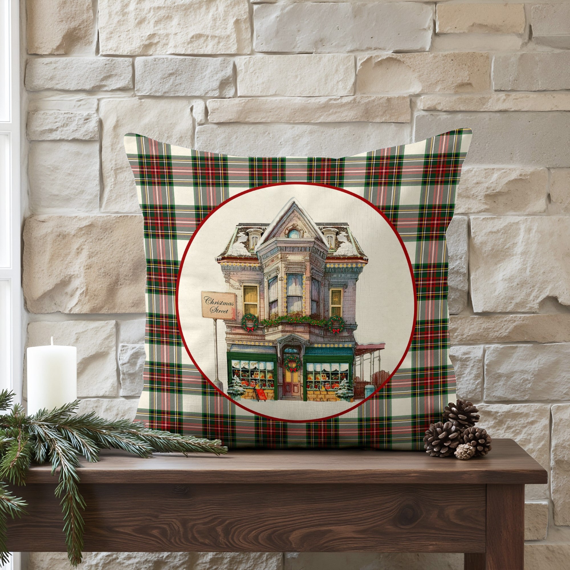 Funda de cojín 100% algodón Christmas City A 50x50 cm