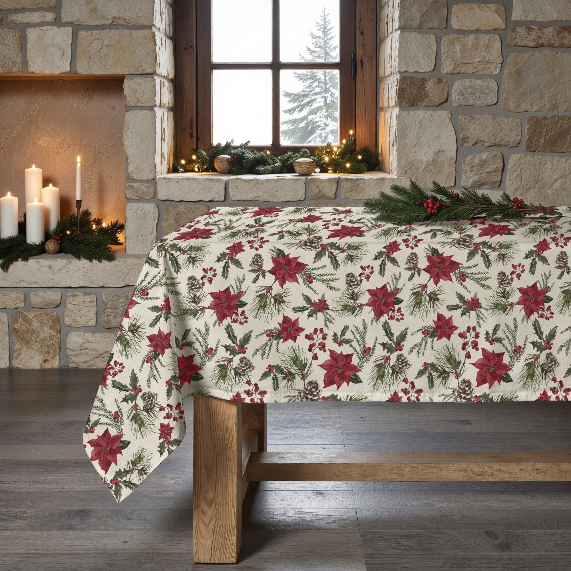 Mantel de tela Christmas Flower 1