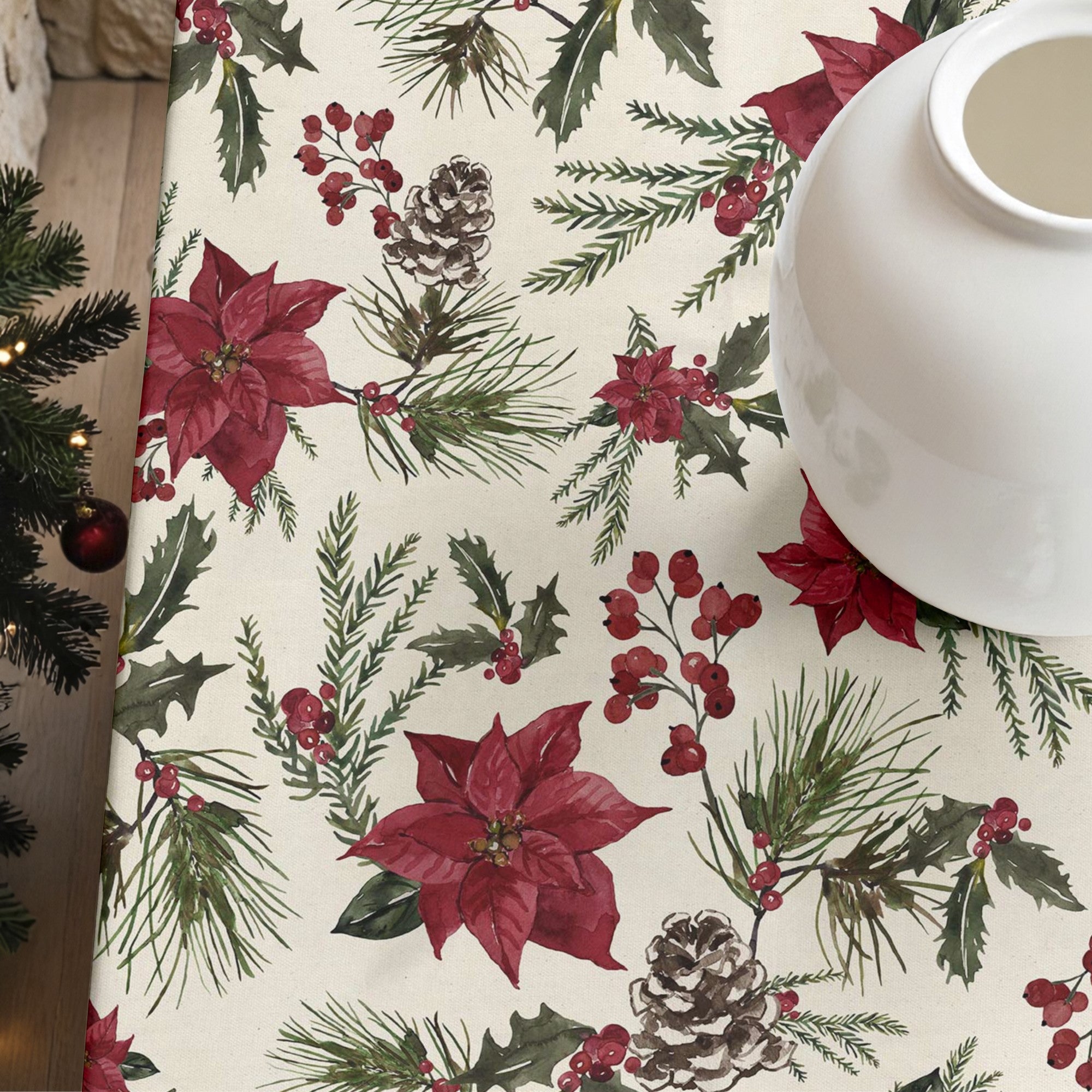 Mantel de tela Christmas Flower 1