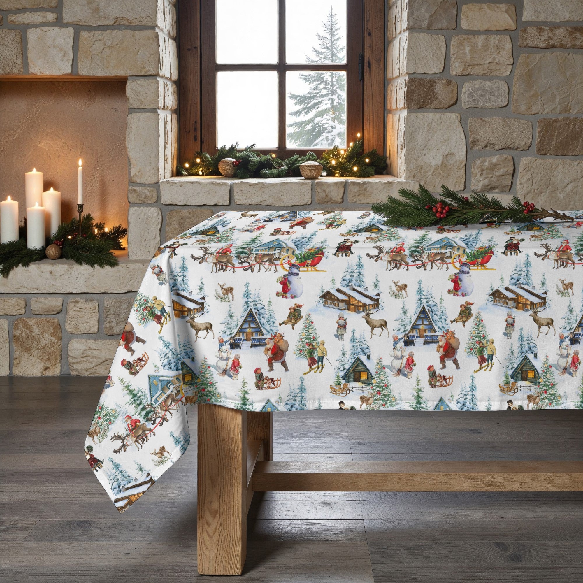 Mantel antimanchas Christmas Landscape 1