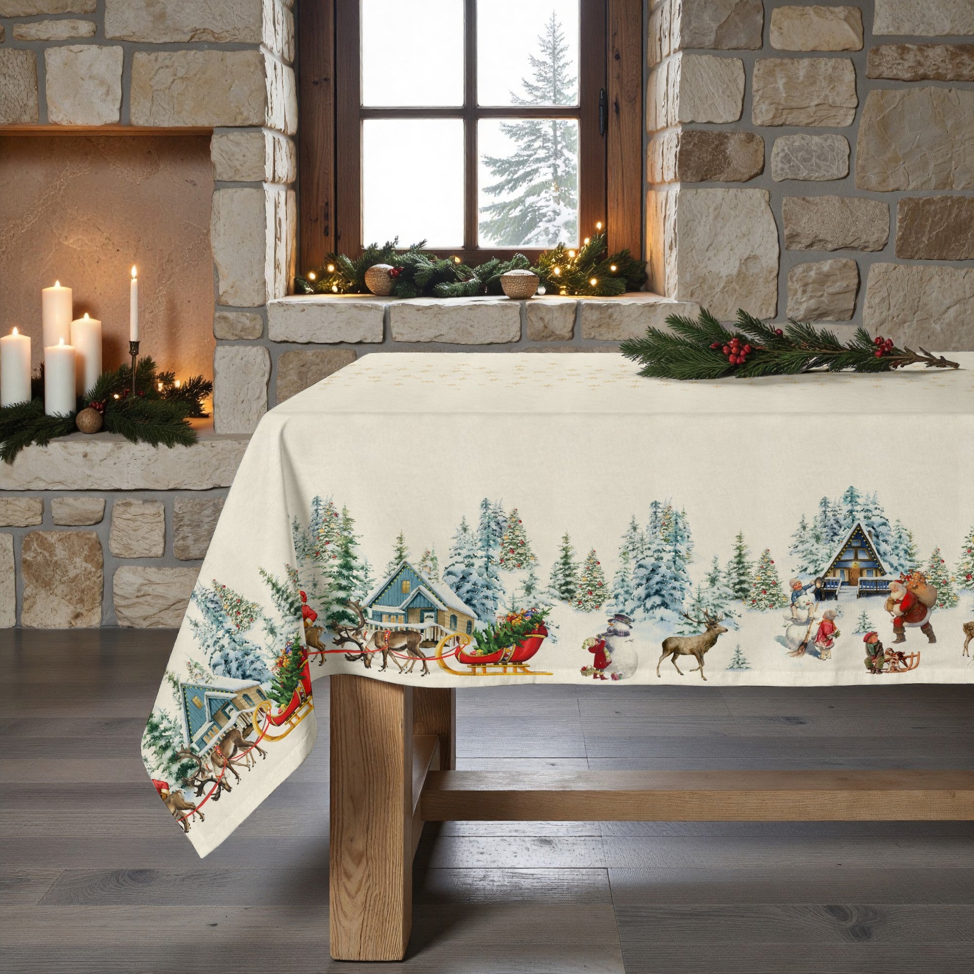 Mantel antimanchas Christmas landscape 101