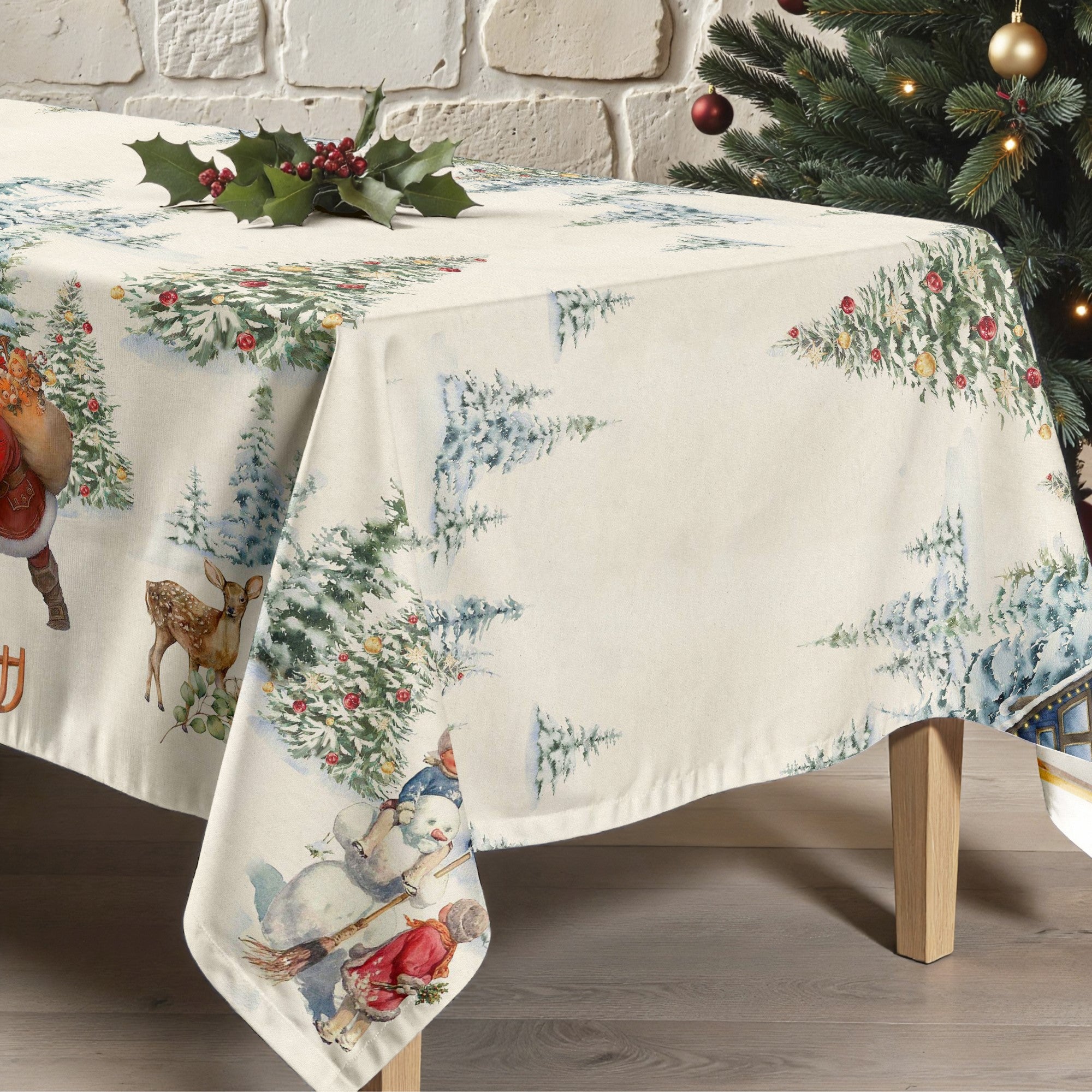 Mantel antimanchas Christmas landscape 100
