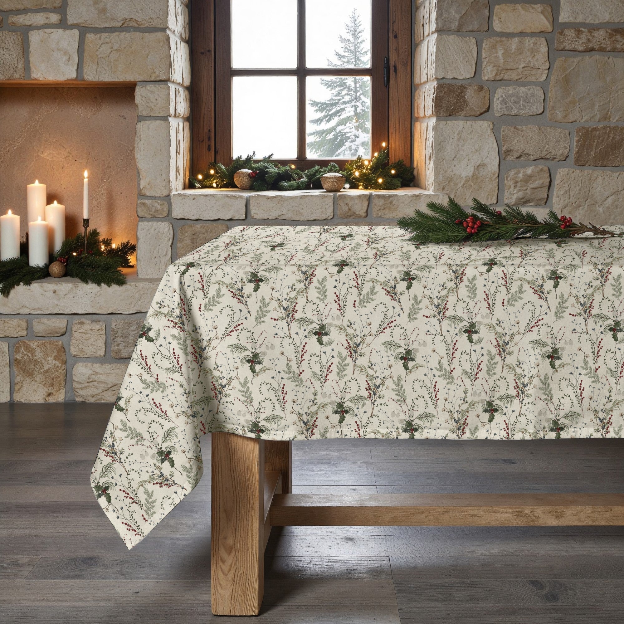 Mantel antimanchas Christmas Muérdago 2