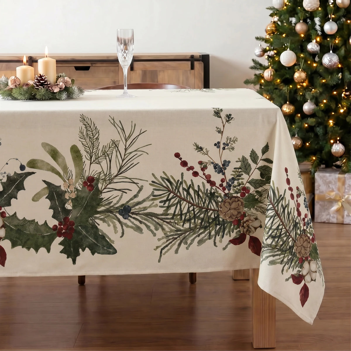 Mantel antimanchas Christmas Muérdago