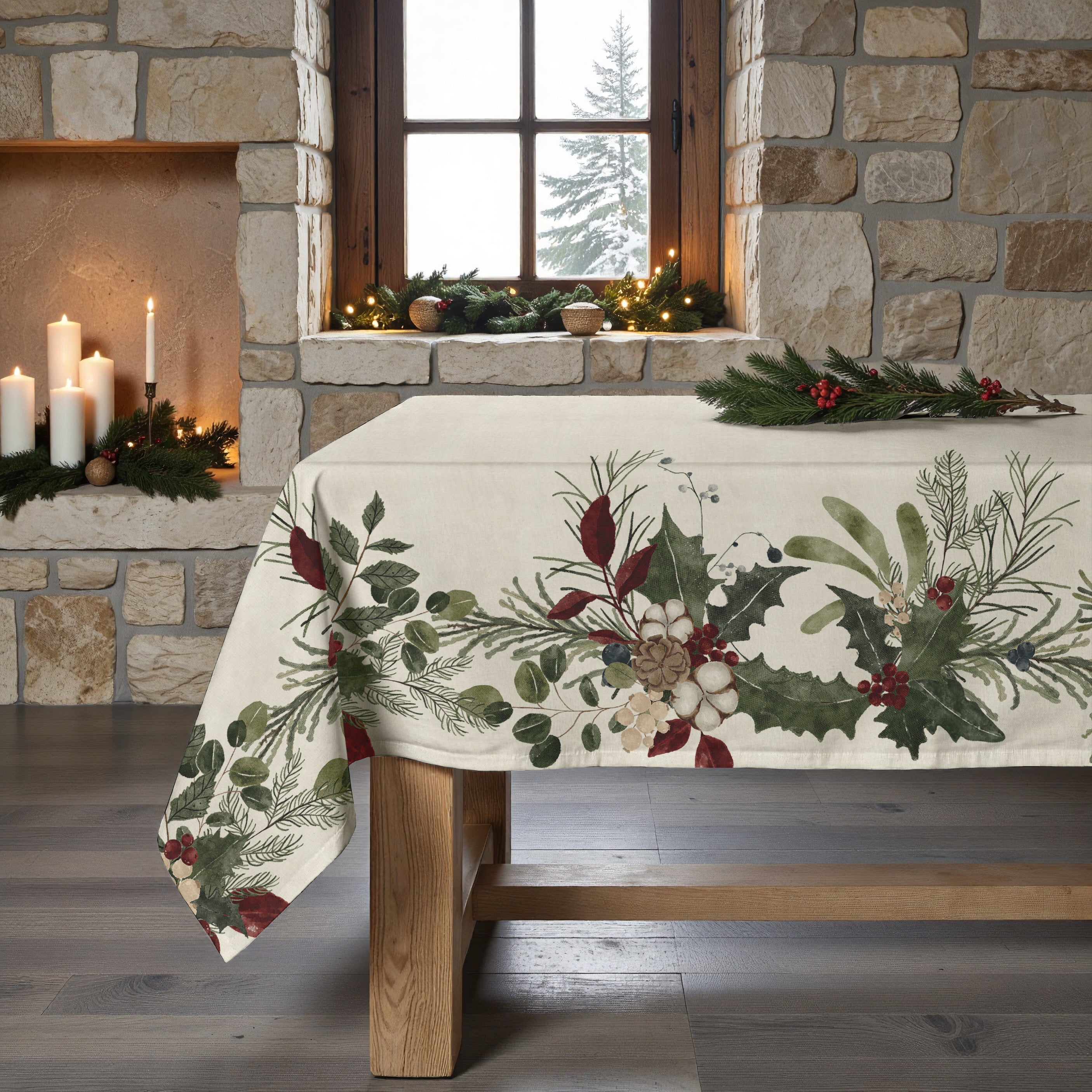 Mantel de tela Christmas Muérdago