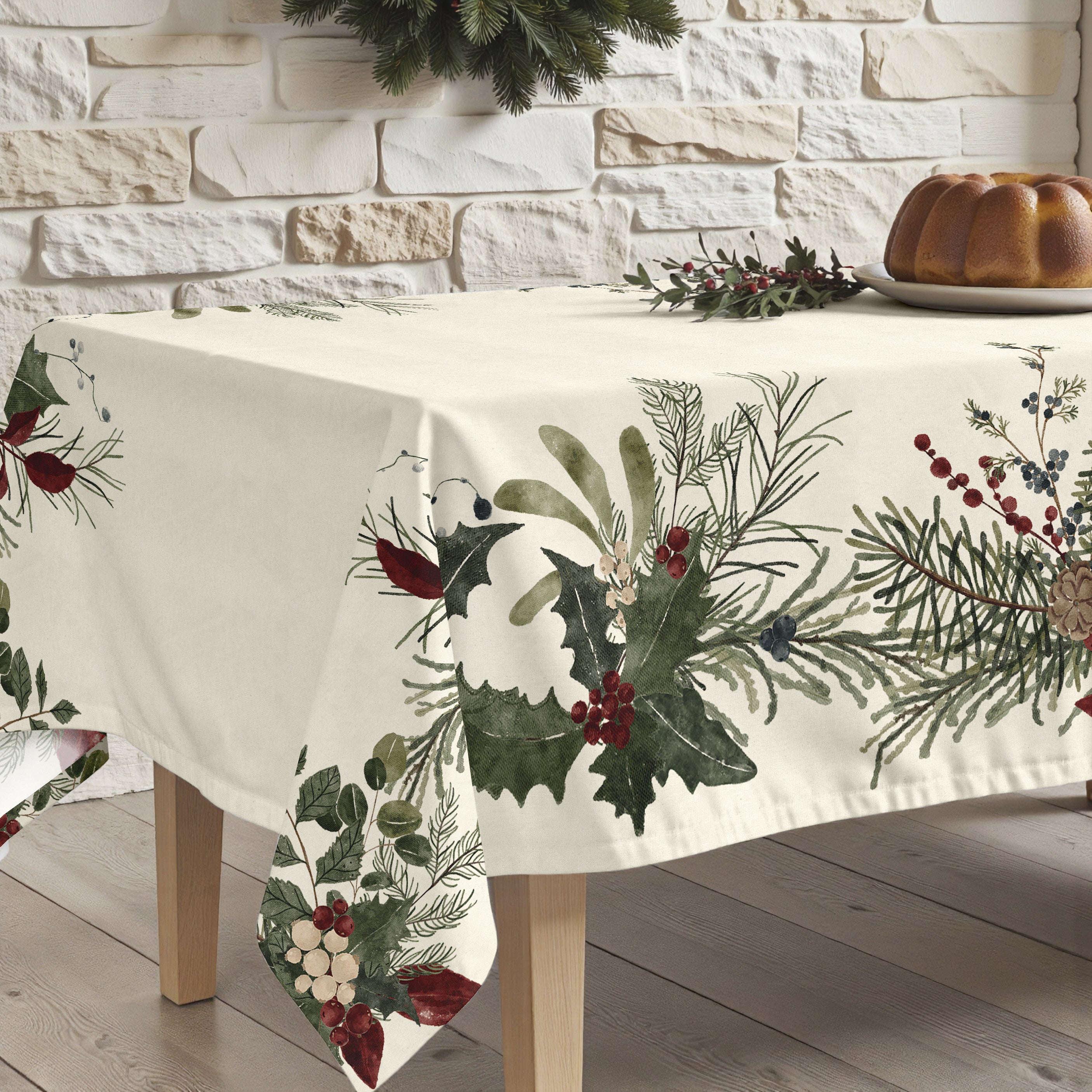 Mantel de tela Christmas Muérdago