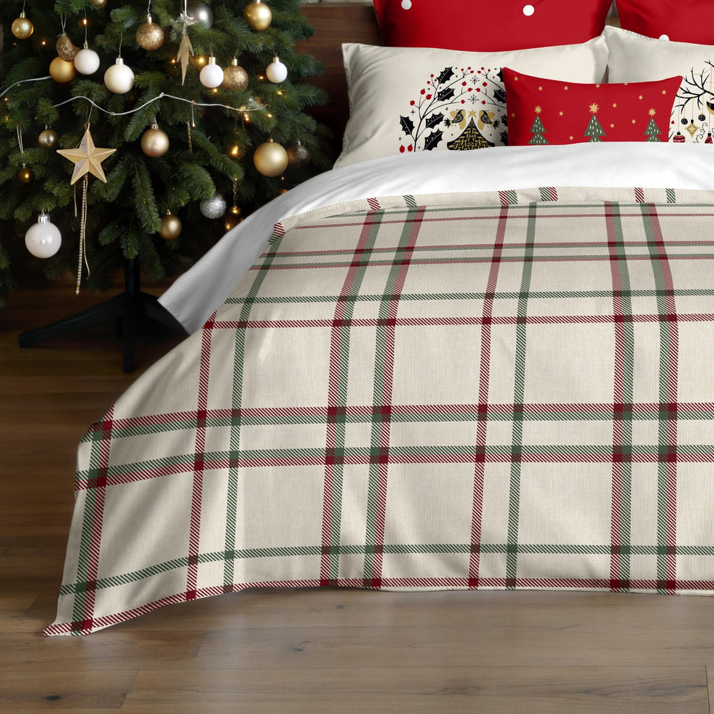 Funda nórdica con clicks reversible Terciopelo Cuadros Navidad